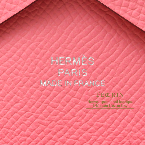 Hermes Calvi Duo Rose azalee Epsom leather Silver hardware | L