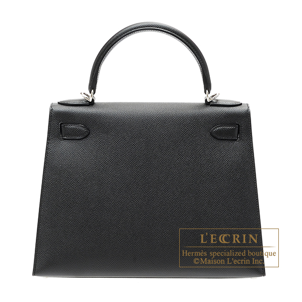 エルメス ケリー28/外縫い ブラック ヴォーエプソン シルバー金具