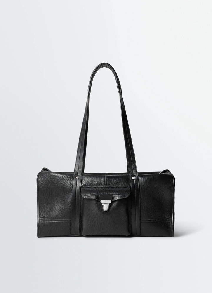 MEDIUM GEAR BAG IN LEATHER - Dark Eggplant - Glossy Vegetable