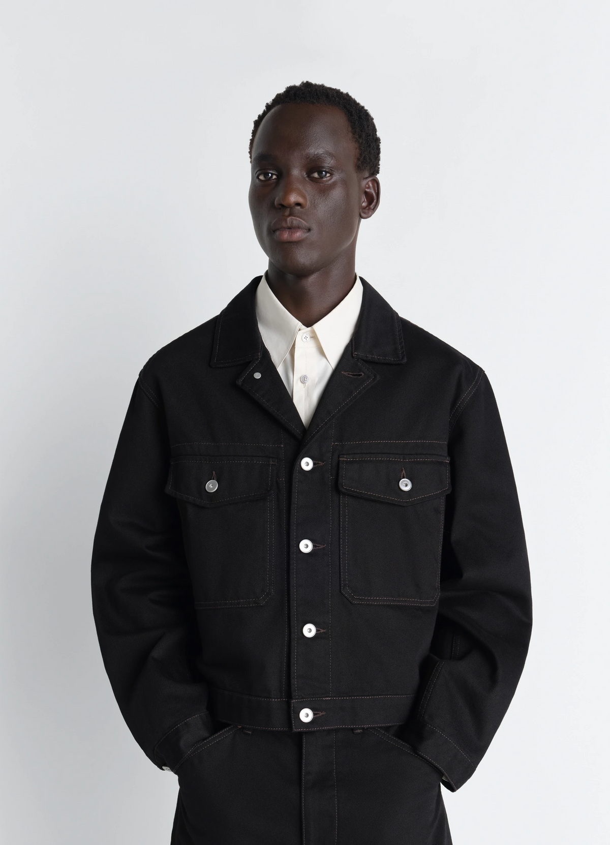 TRUCKER JACKET IN DENIM - Black - Heavy Black Denim - Men | LEMAIRE