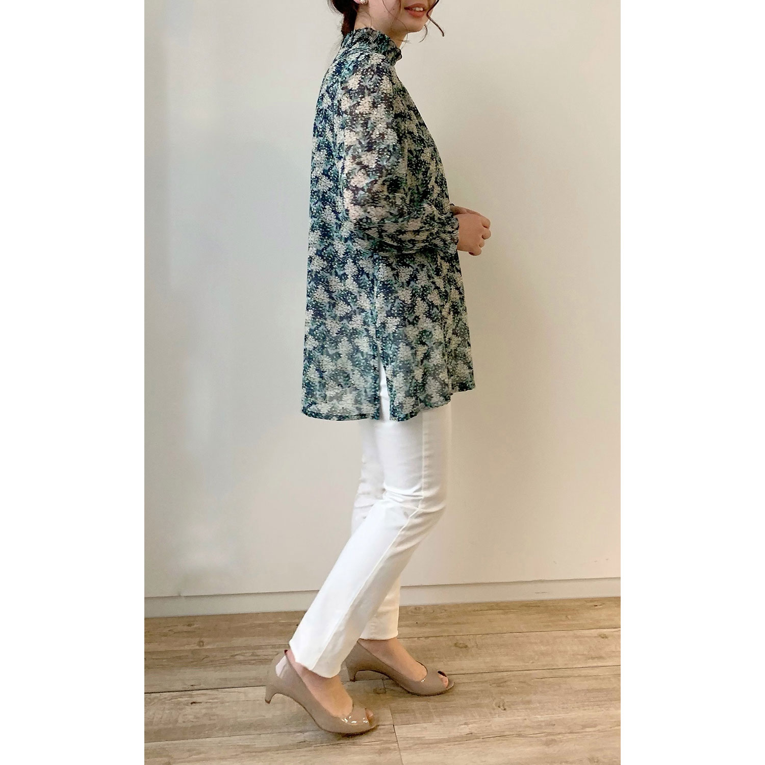 ラコルテエイジレス プリント・チュニック丈ブラウス | ライトアップ