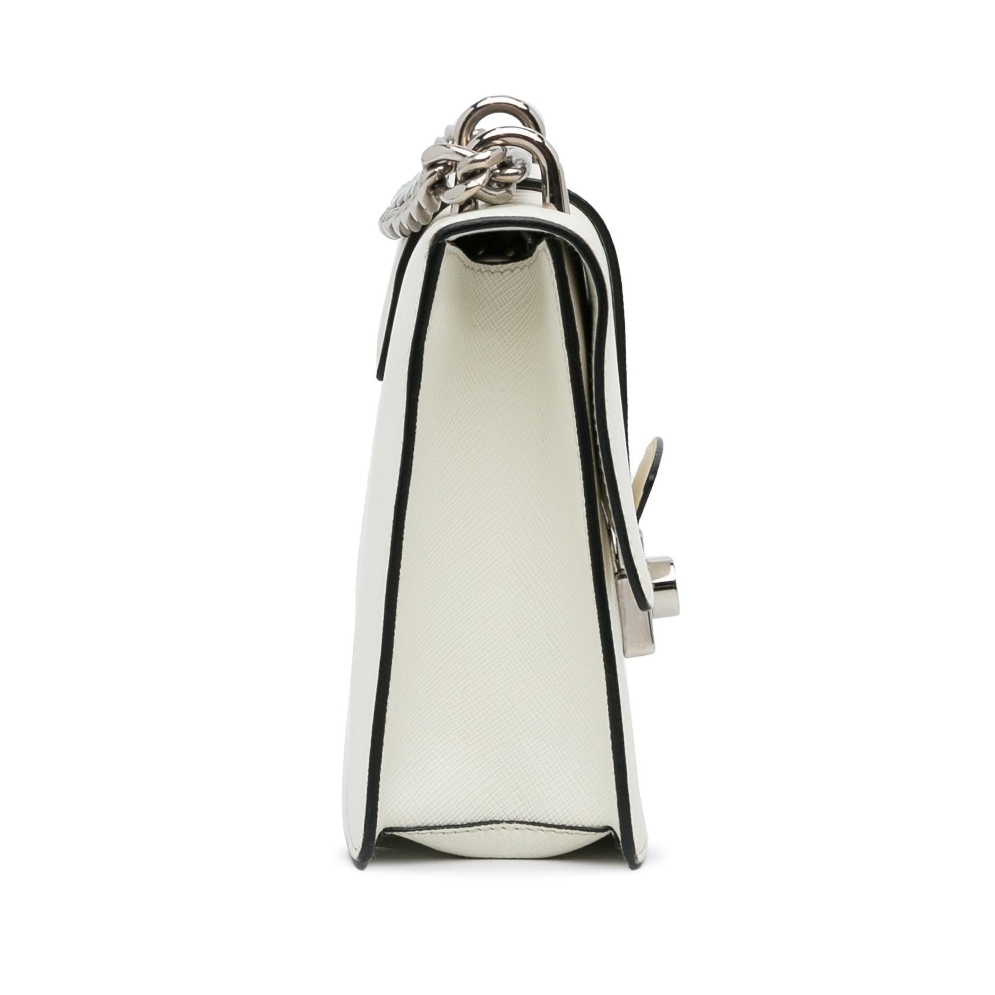 Prada Saffiano Sound Lock Chain Crossbody (SHG-ZhdTE1)
