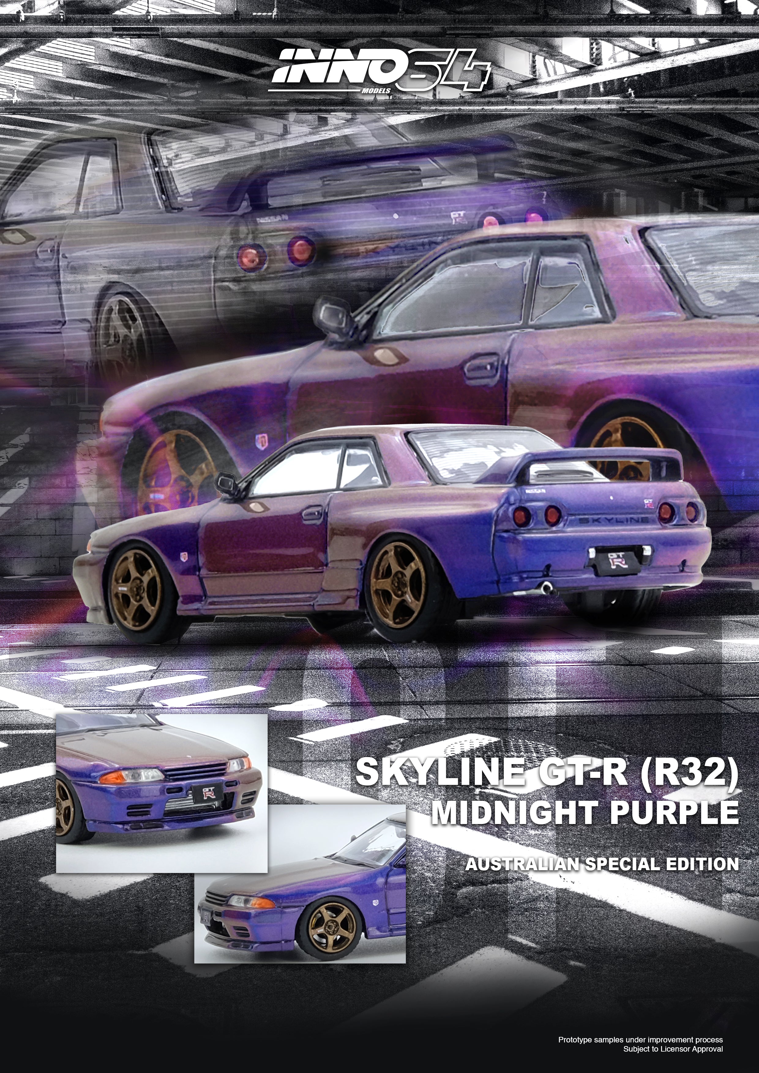 PREORDER* INNO64 1:64 SKYLINE GT-R (R32) Midnight Purple Australia