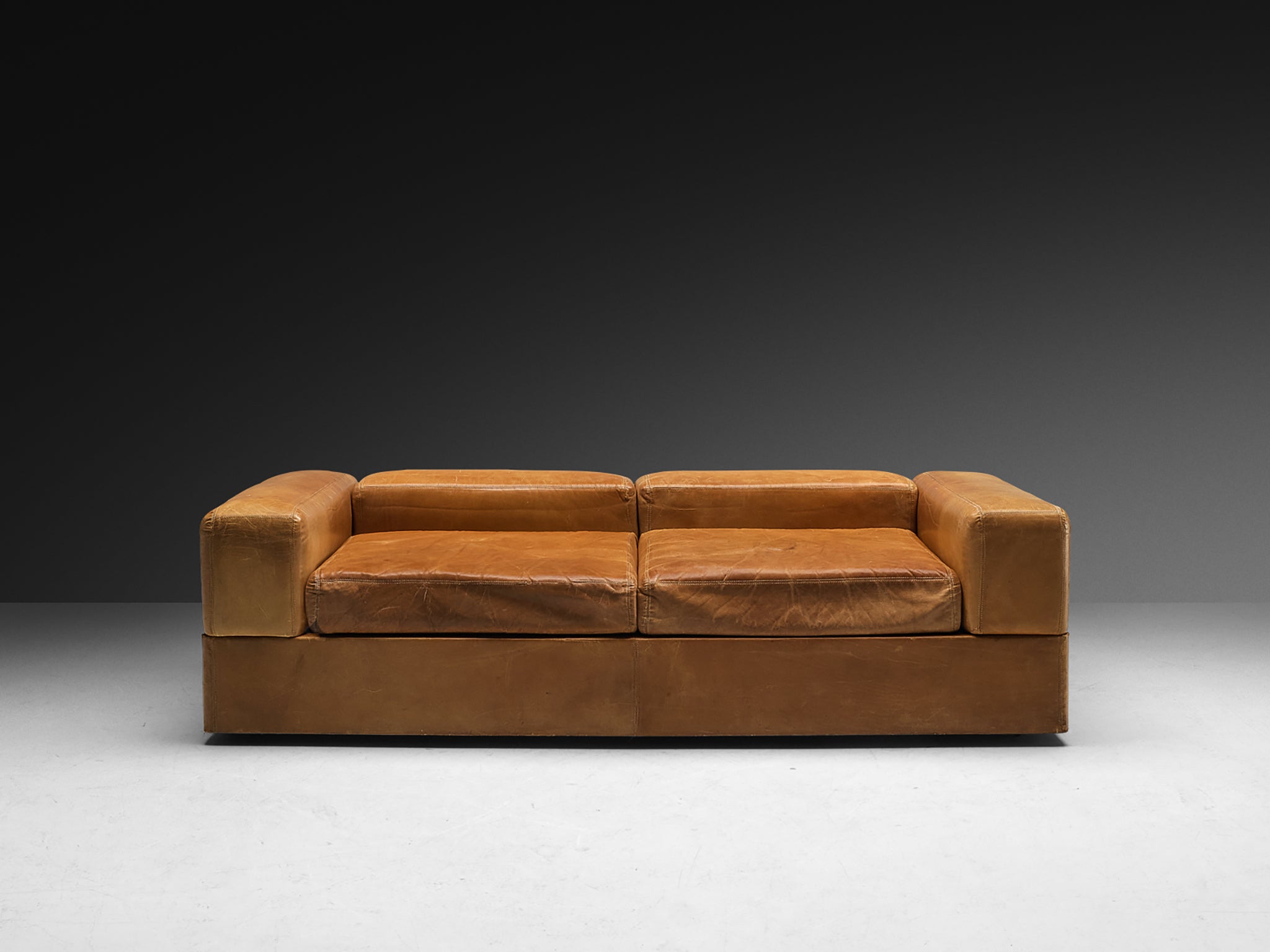 Tito Agnoli for Cinova Daybed Sofa in Cognac Leather