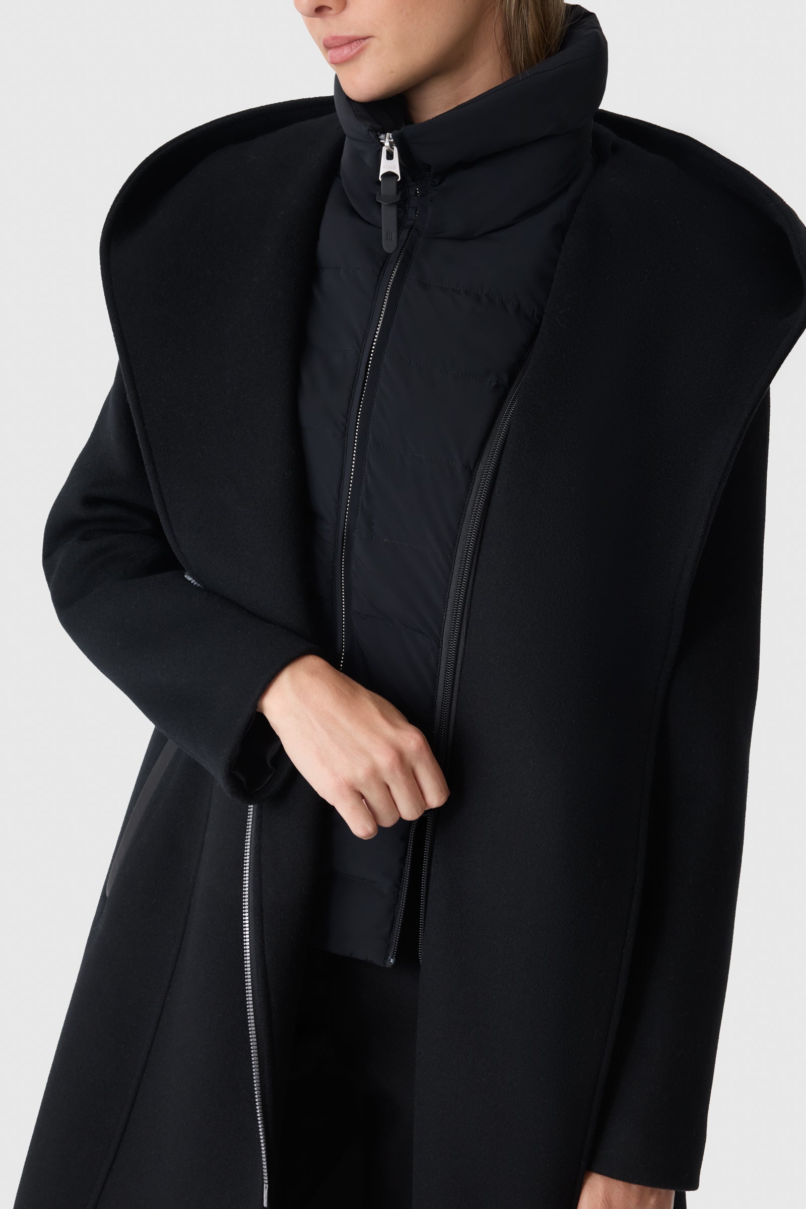 SHIA-LG 2-in-1 Double-Face Wool Coat With Removable Bib for Women
