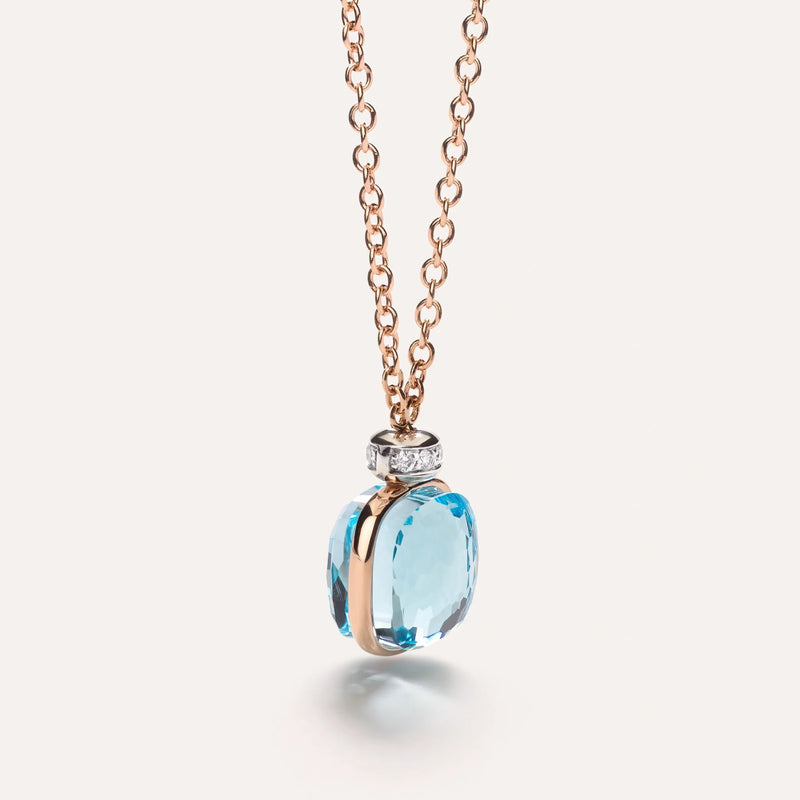 Pomellato Nudo 18k Rose Gold Sky Blue Topaz Diamond Necklace