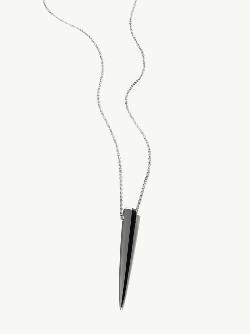 MAREI Black Onyx Pendulum Chain Necklace In Sterling Silver