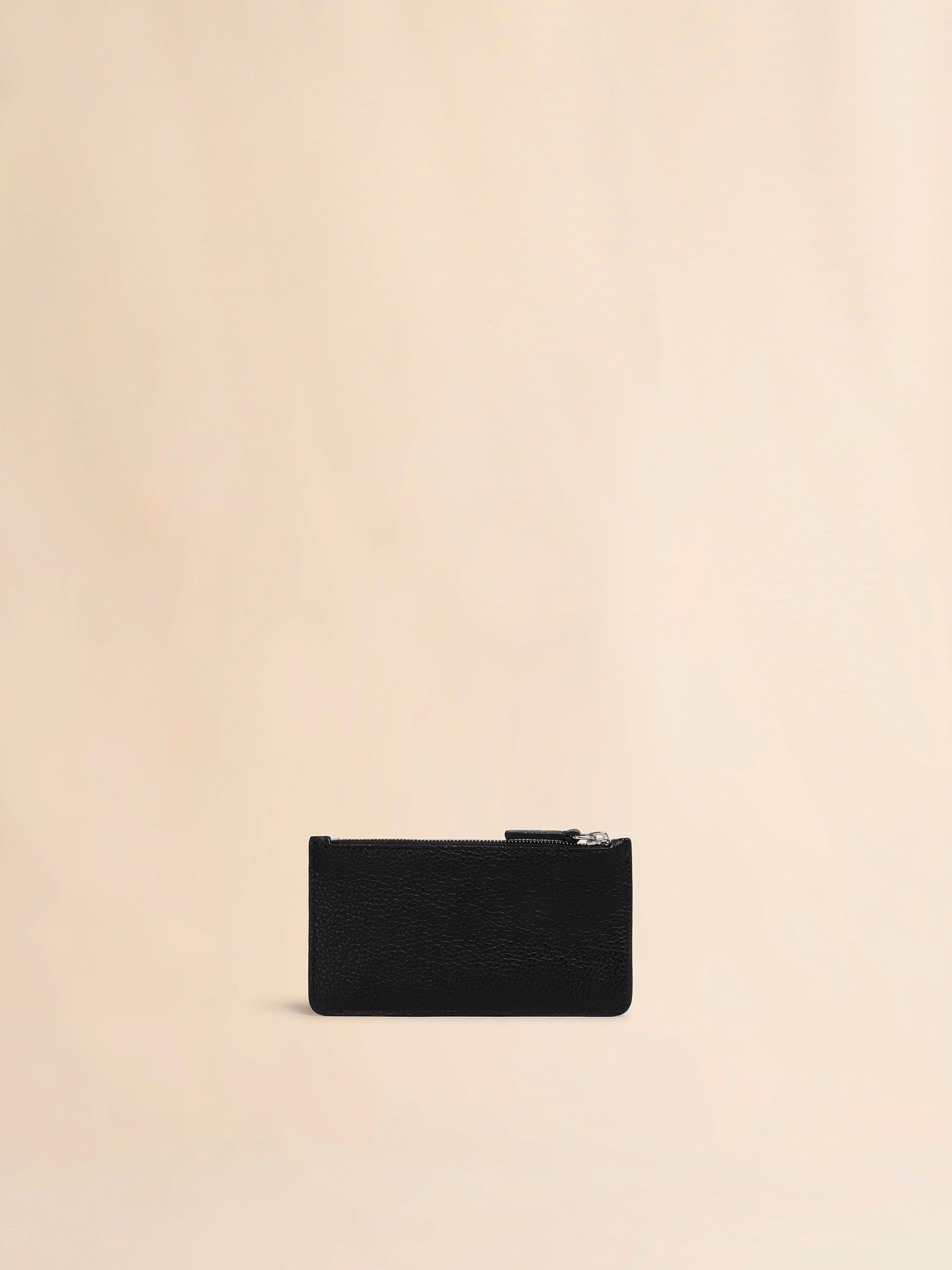 Black leather card case with Marni Mending embroidery | Marni