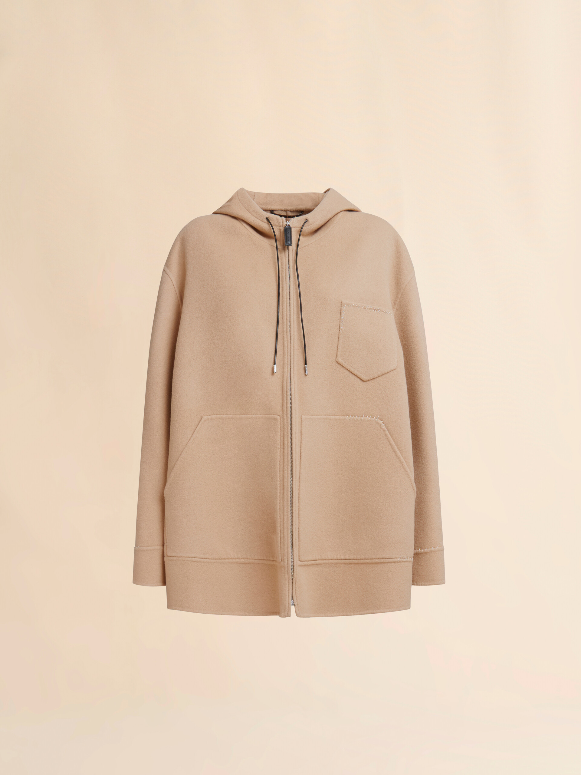 Beige wool-cashmere parka with Marni Mending | Marni