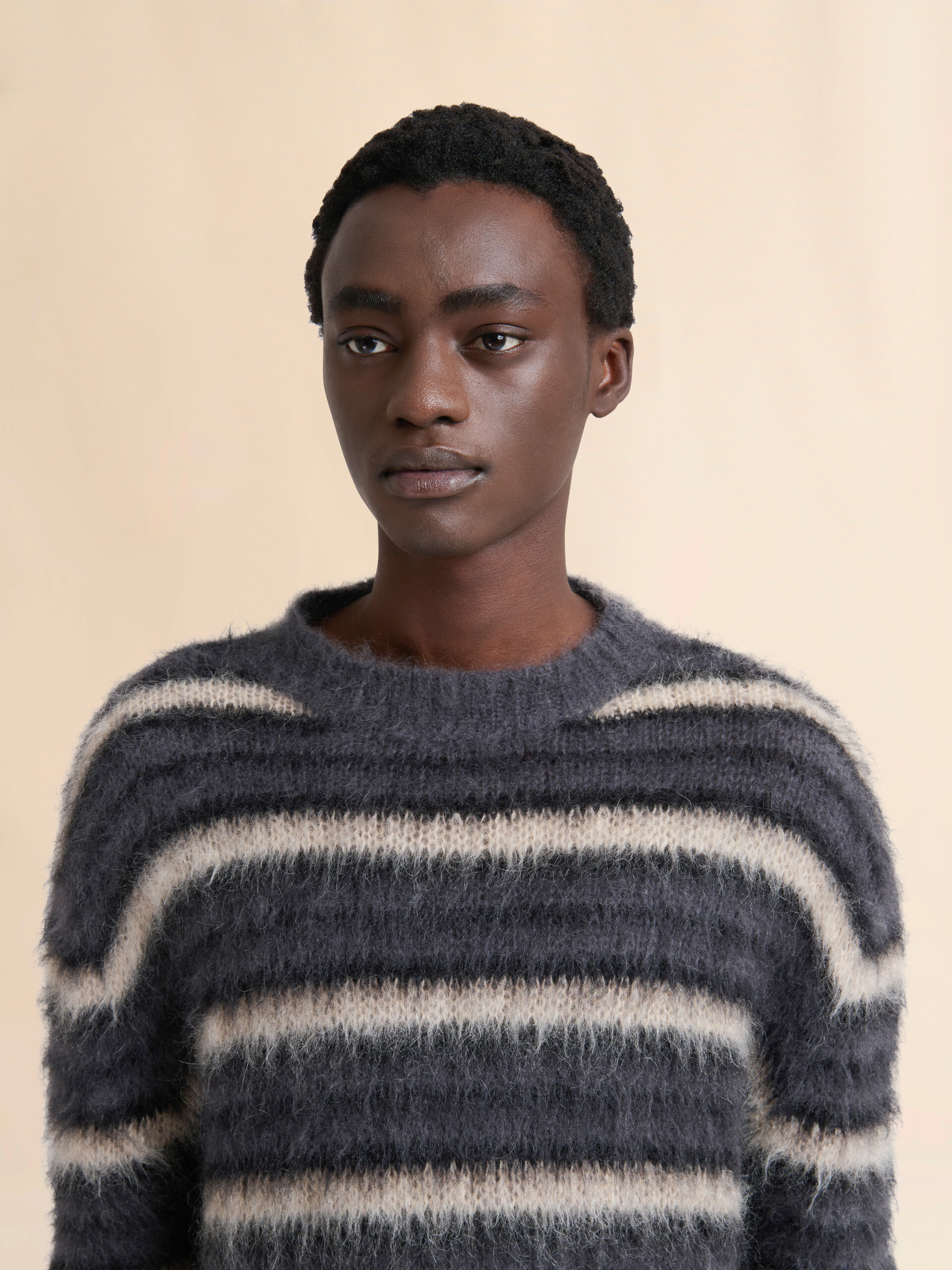 Dark gray striped mohair sweater | Marni