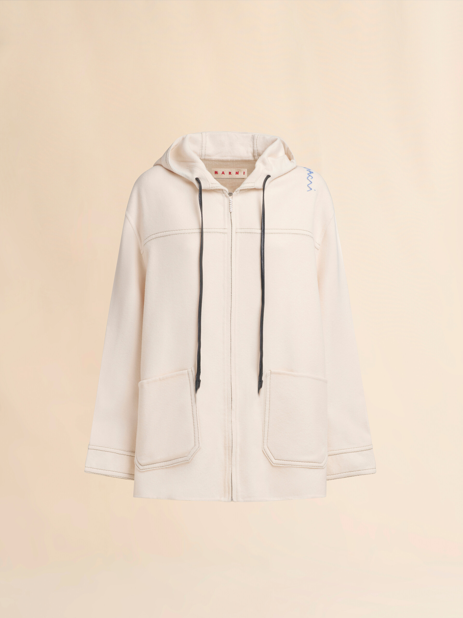 White cashmere wool hoodie with Marni Symbol | Marni