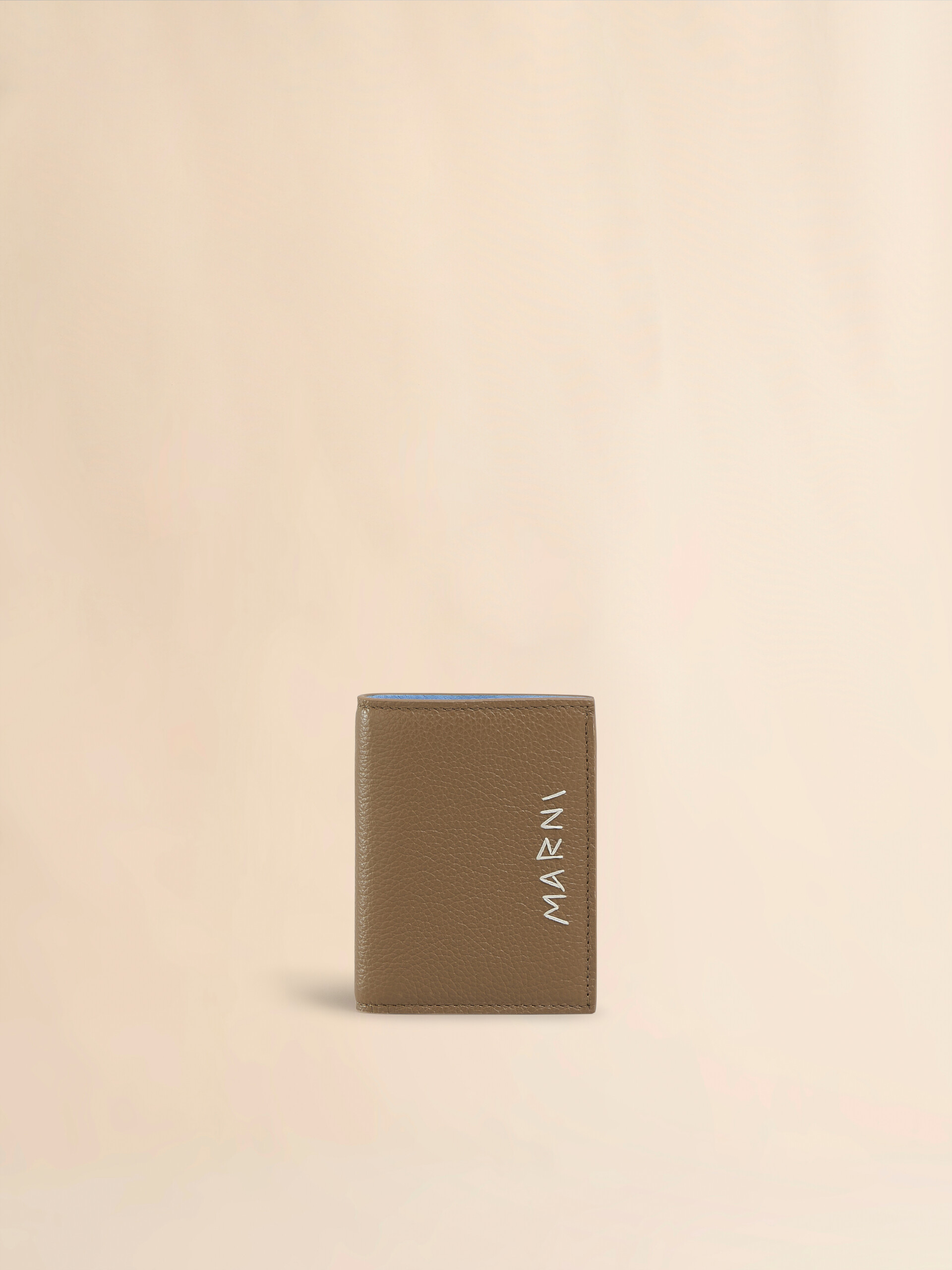Black leather bifold wallet with Marni Mending embroidery | Marni