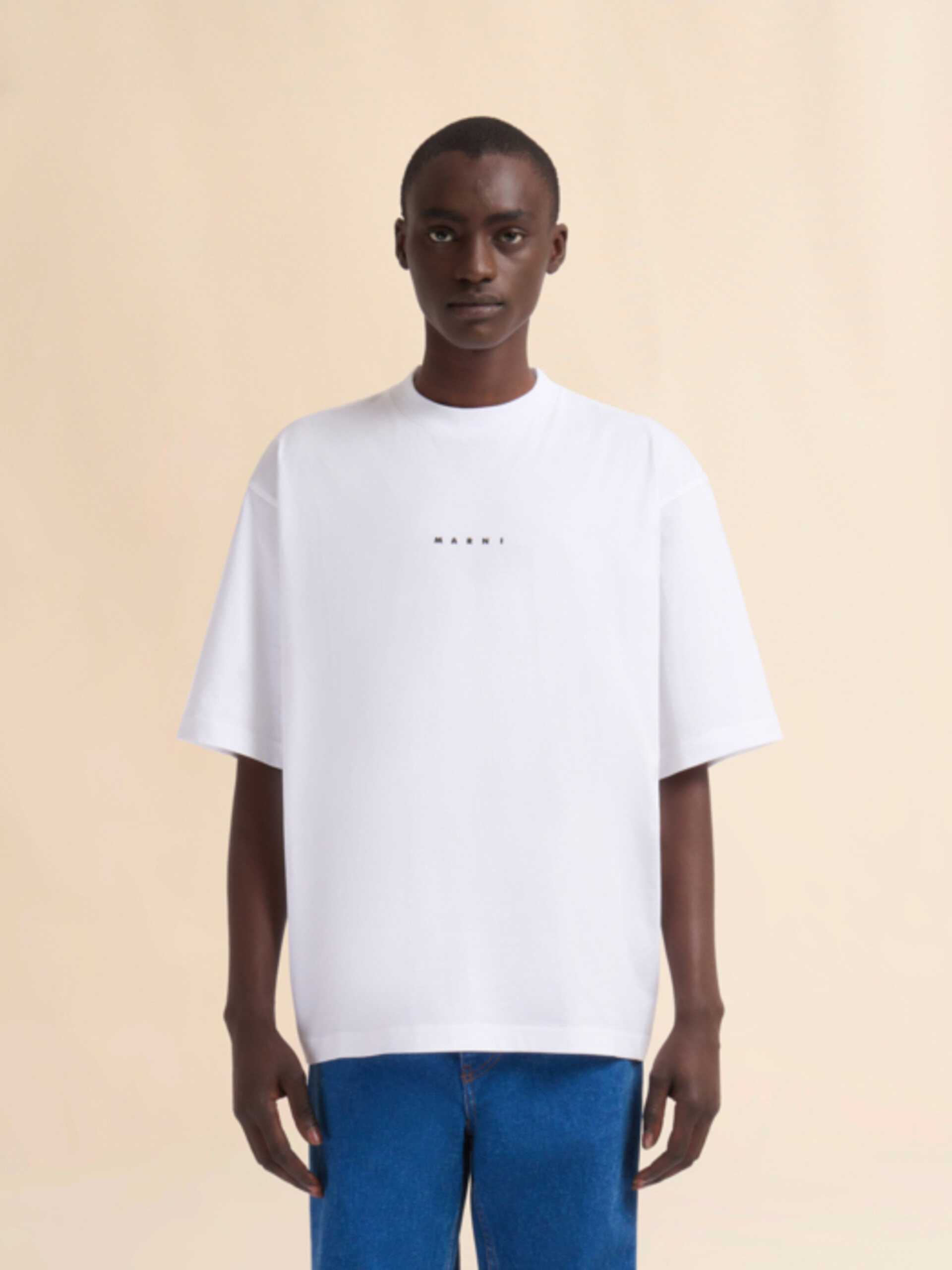 ホワイト オーガニックコットンTシャツ、Mini マルニロゴ入り | Marni