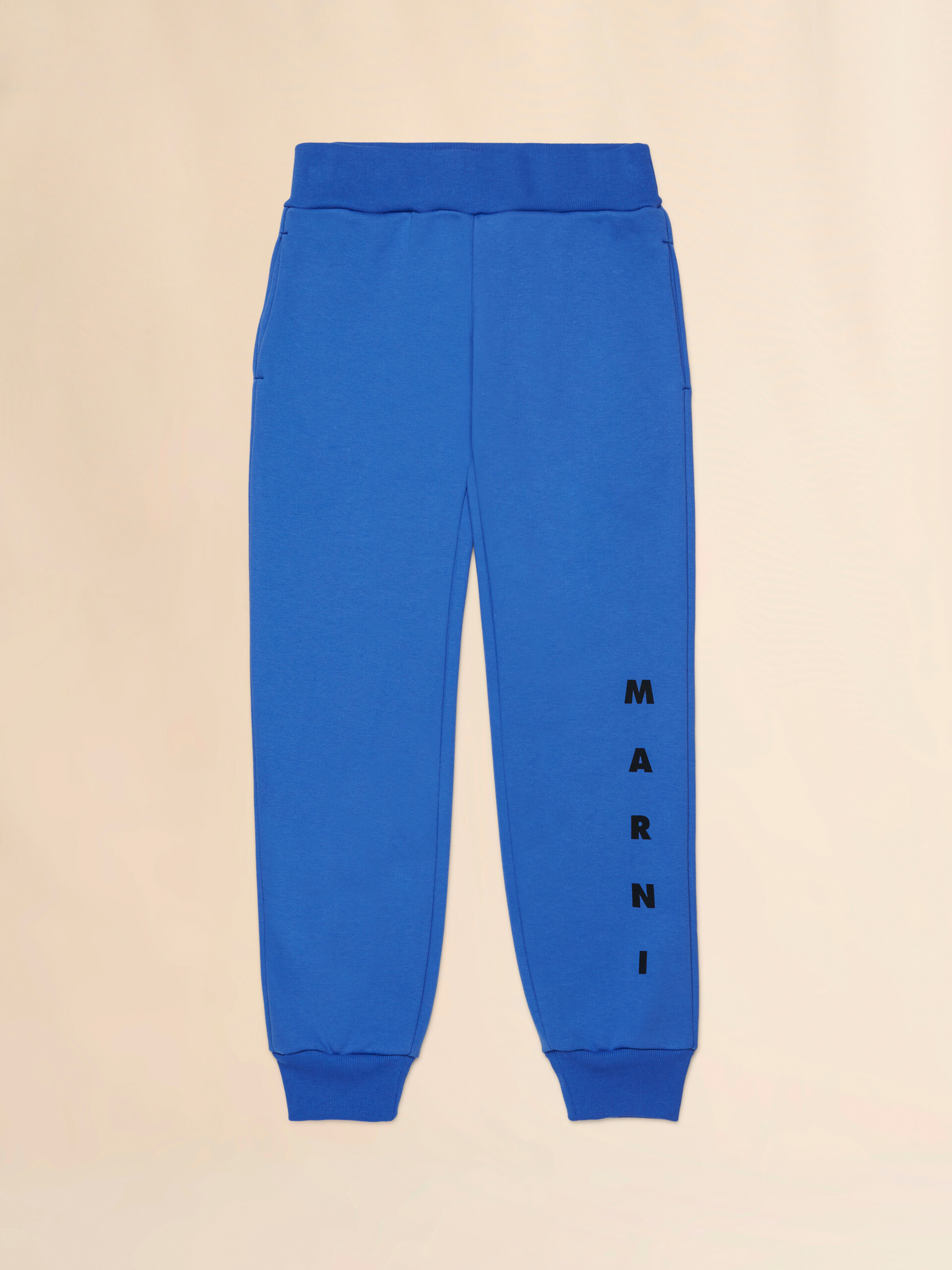 Blue cotton joggers with Marni print | Marni