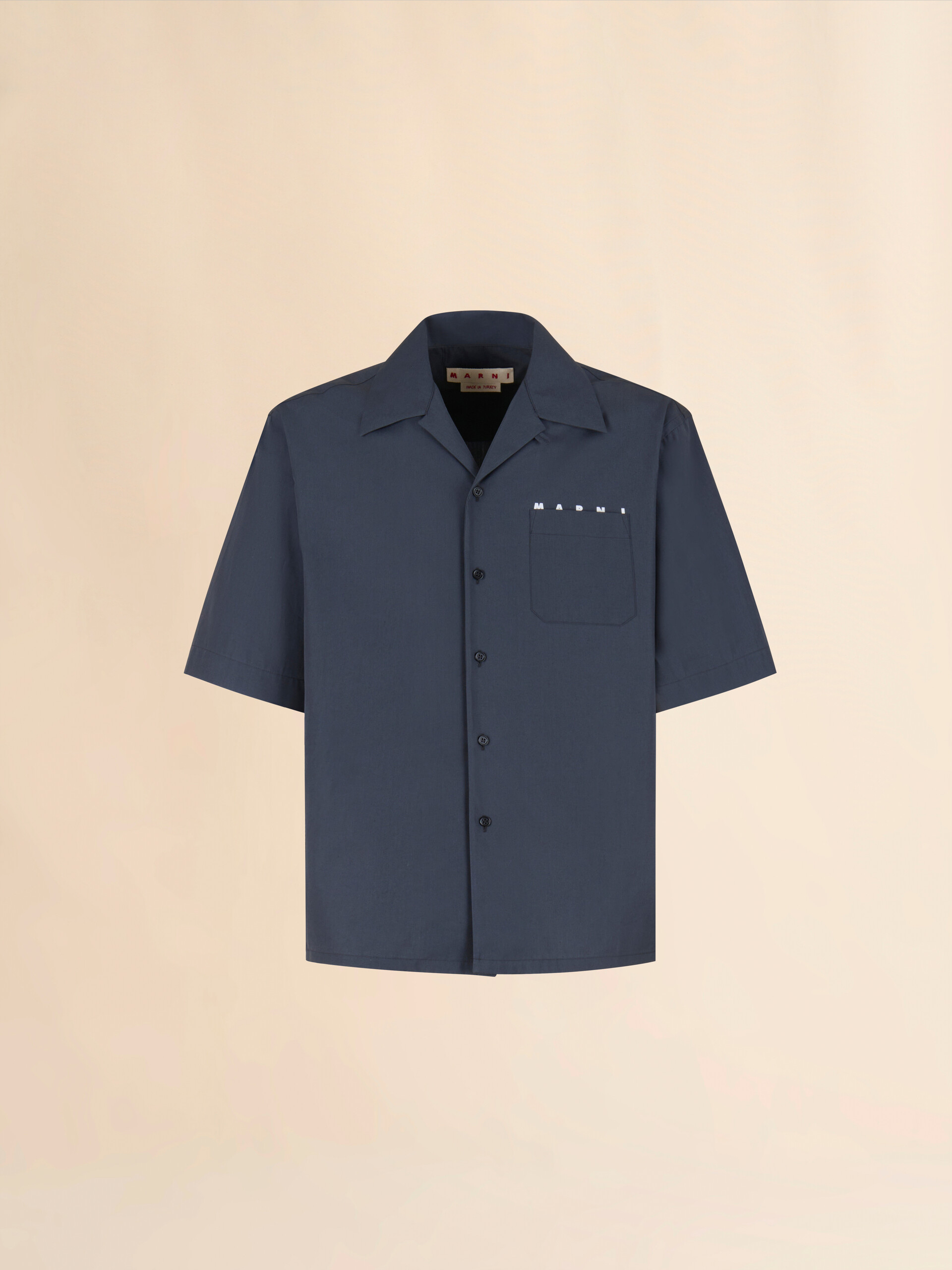 グレー オーガニックポプリン製ボウリングシャツ 隠しロゴ入り | Marni
