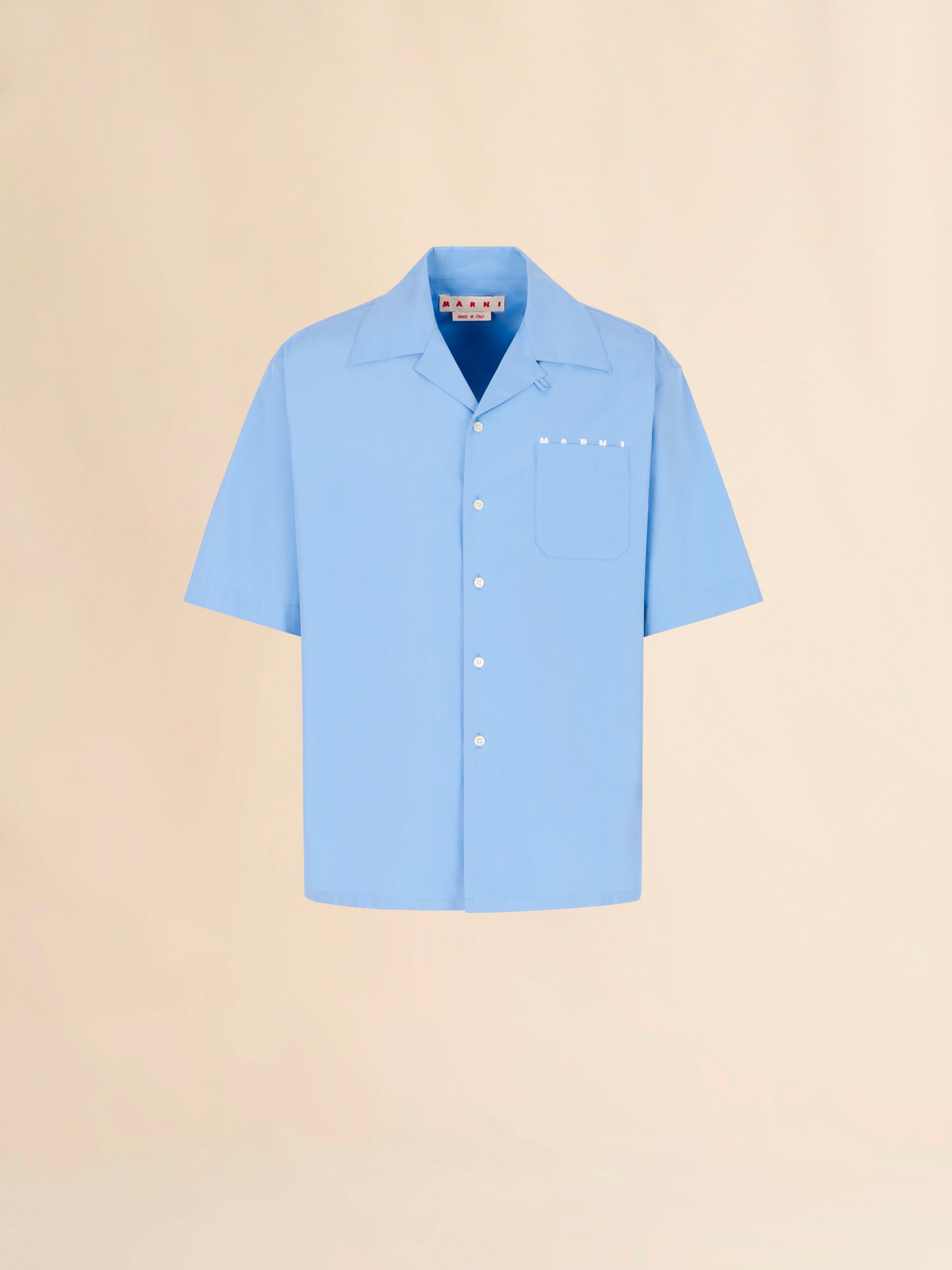 Marniロゴがのぞく ピンク ポプリンボウリングシャツ | Marni
