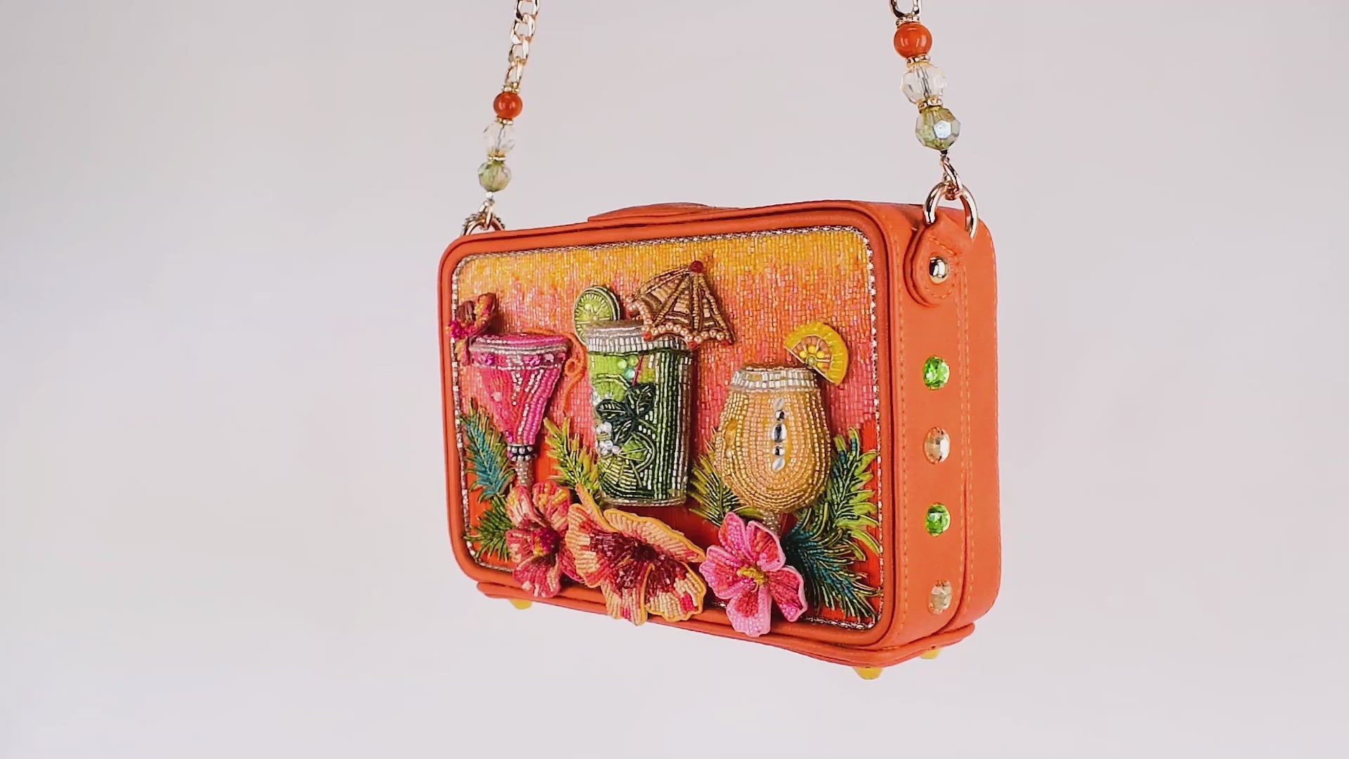Relax and Rewind Beaded Tropical Cocktails Shoulder Handbag Purse