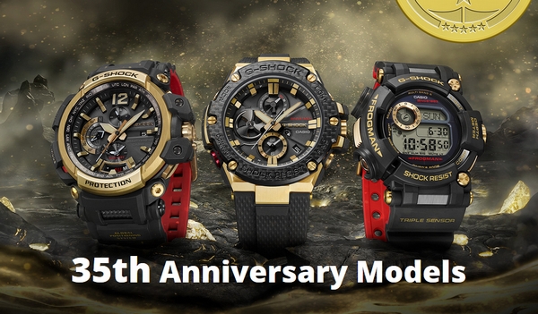 G-SHOCKが35周年記念モデル発表、黒・赤・ゴールドのタフで