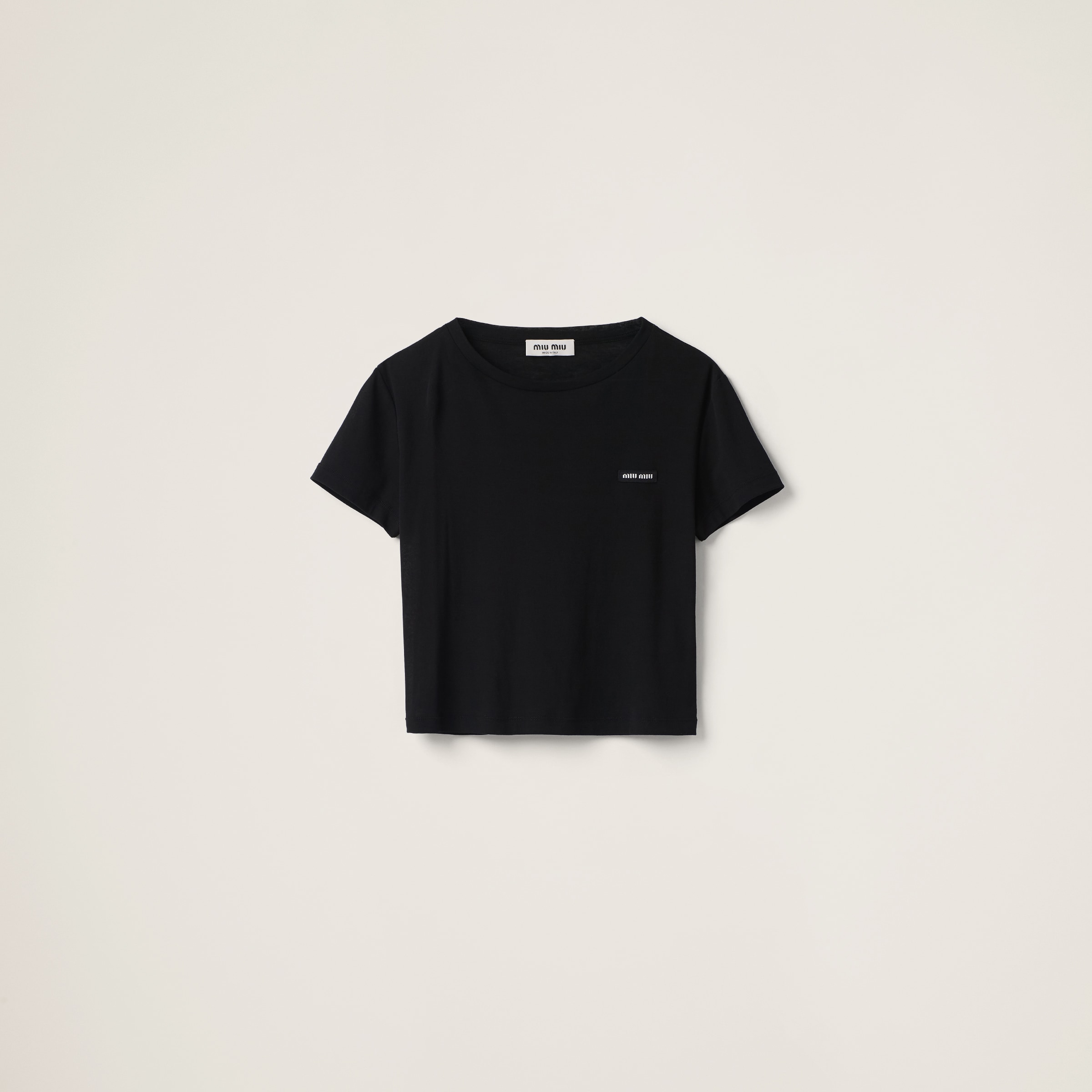 Black Ribbed Jersey T-shirt | Miu Miu