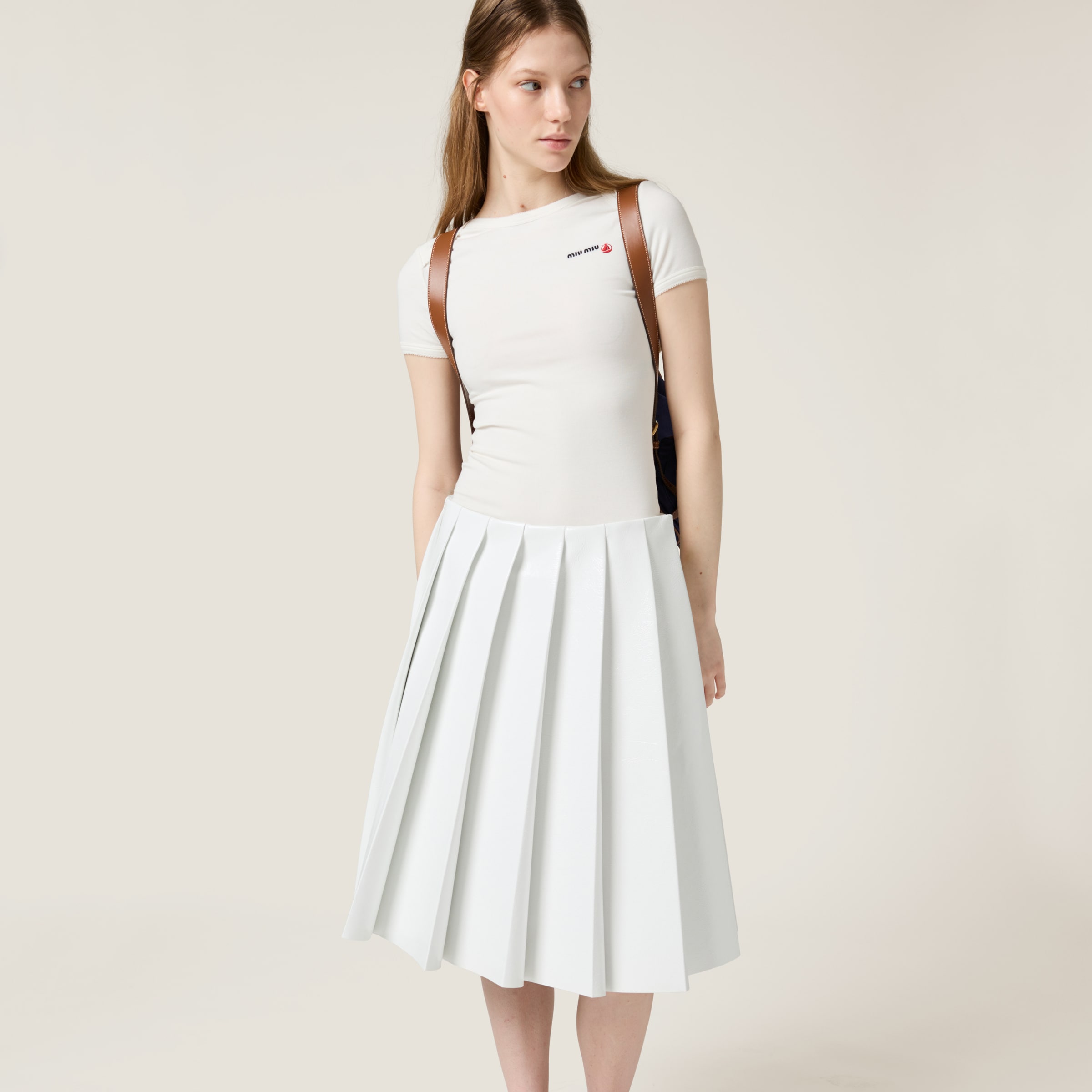 White Petit Bateau X Miu Miu Stretch Jersey Slim T-shirt | Miu Miu