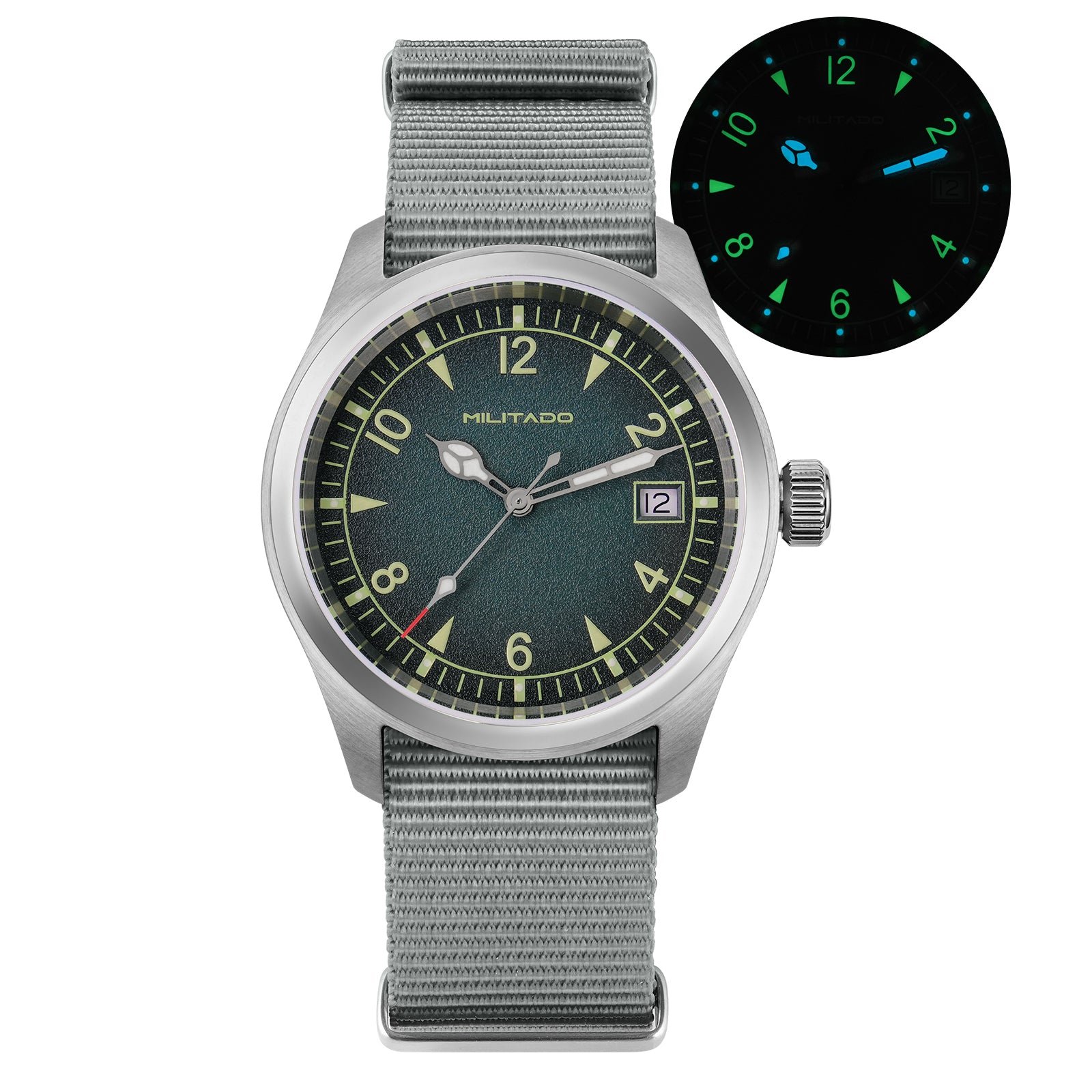Militado 38mm Sapphire Crystal Field Watch ML08 Grey Dial