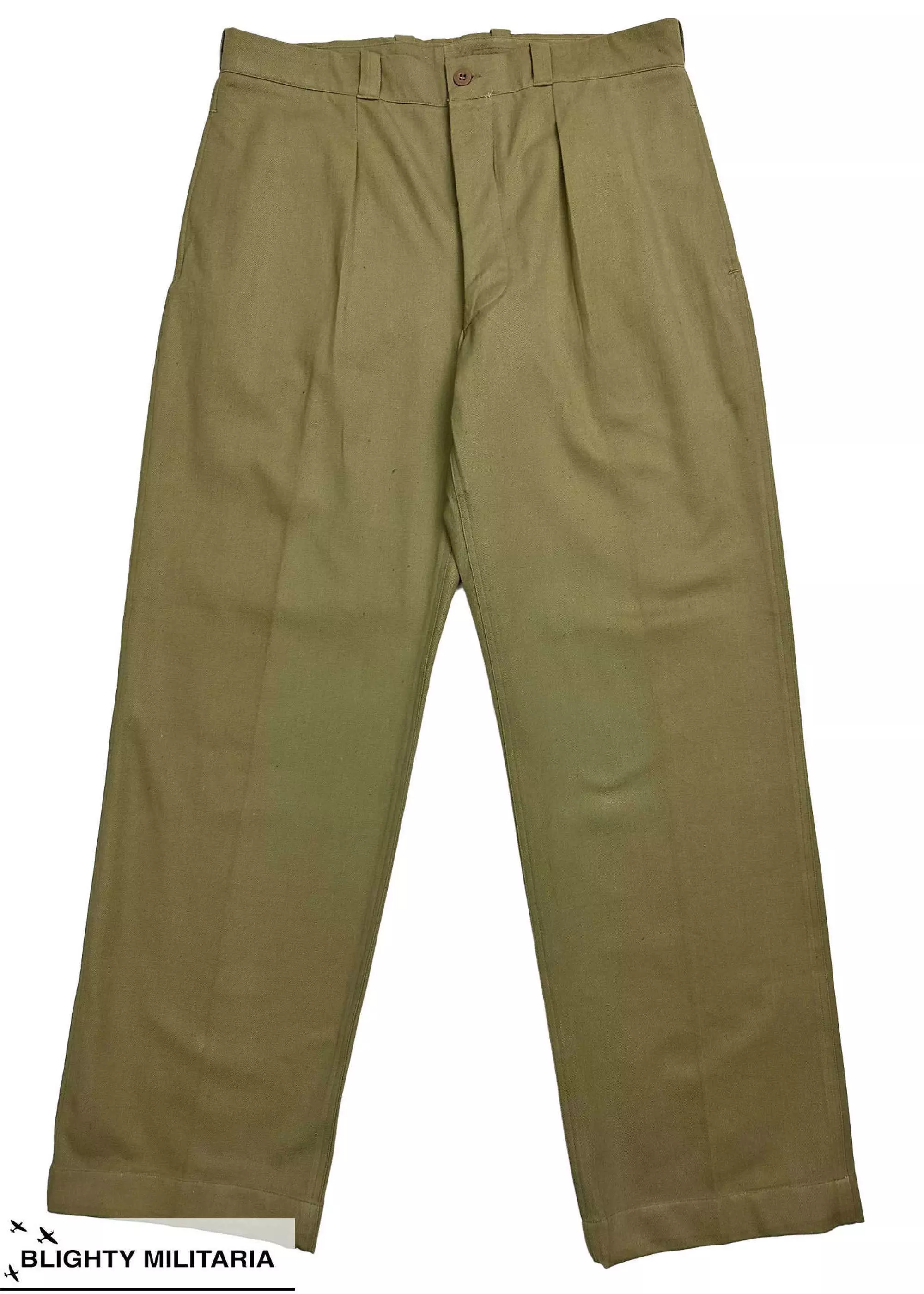 Original 1950s French Army M52 Chino Trousers - Size 36x33 in