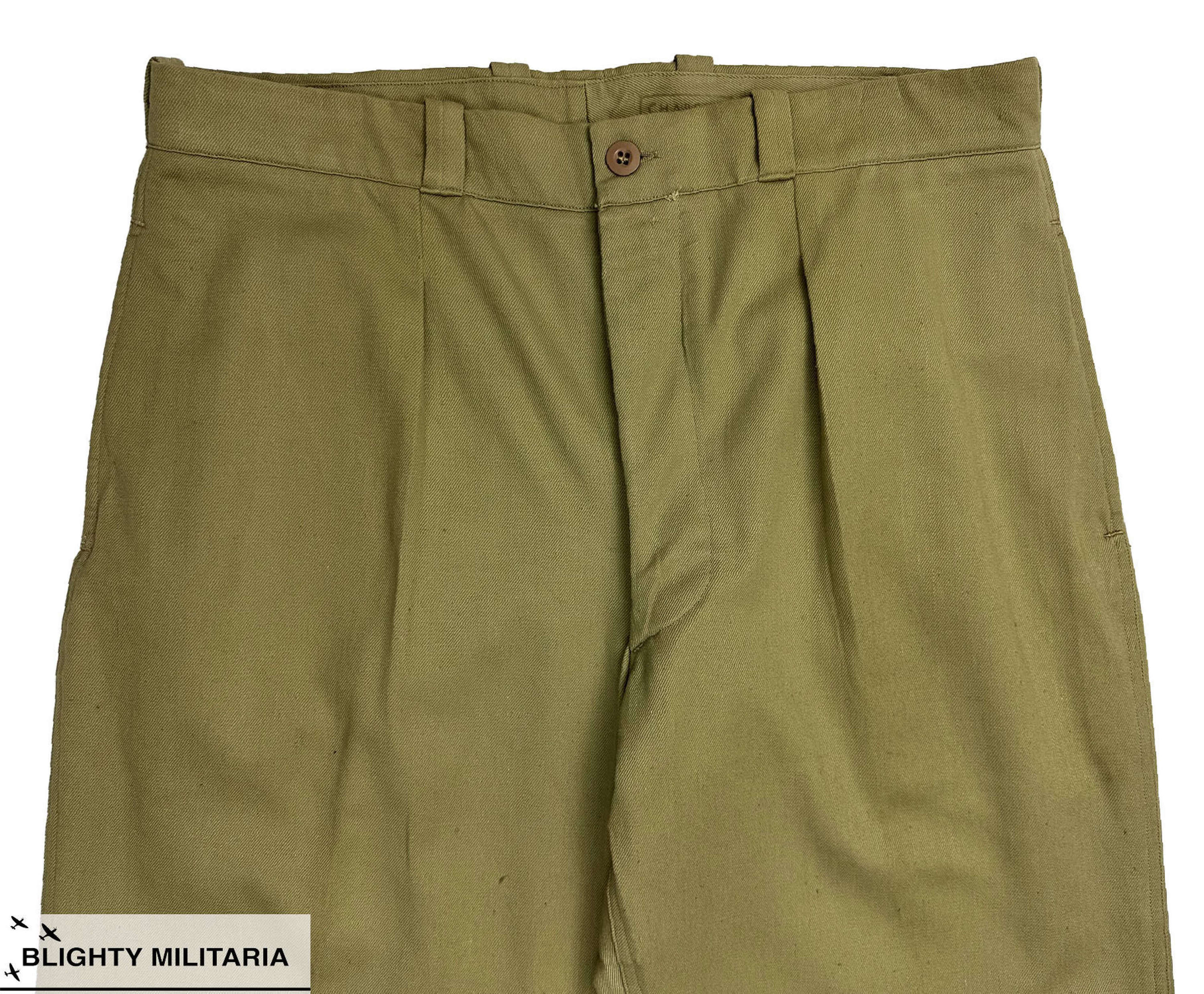 Original 1950s French Army M52 Chino Trousers - Size 36x33 in