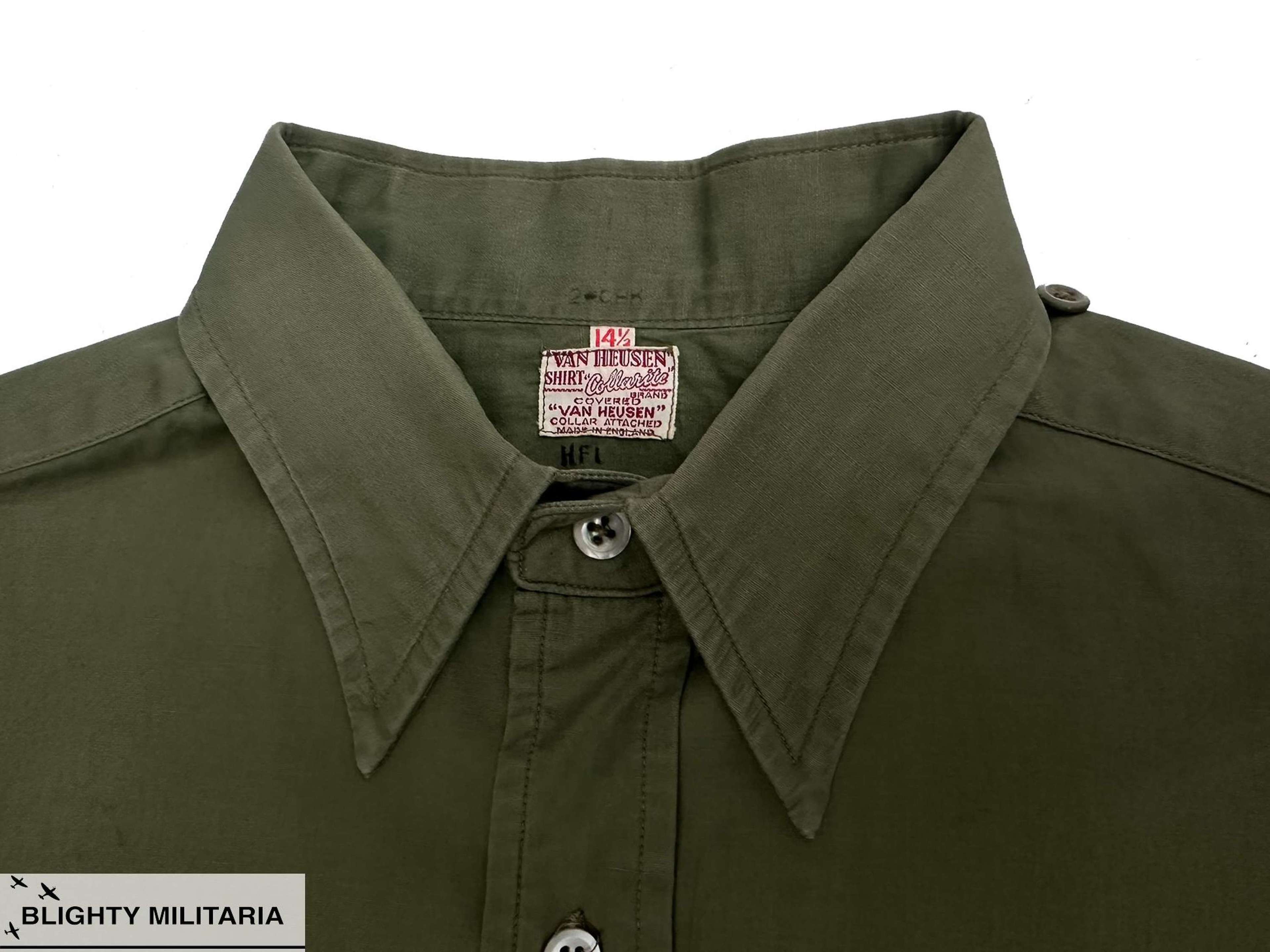 Original 1940s British Army Officer's Poplin Cotton Shirt 'Van