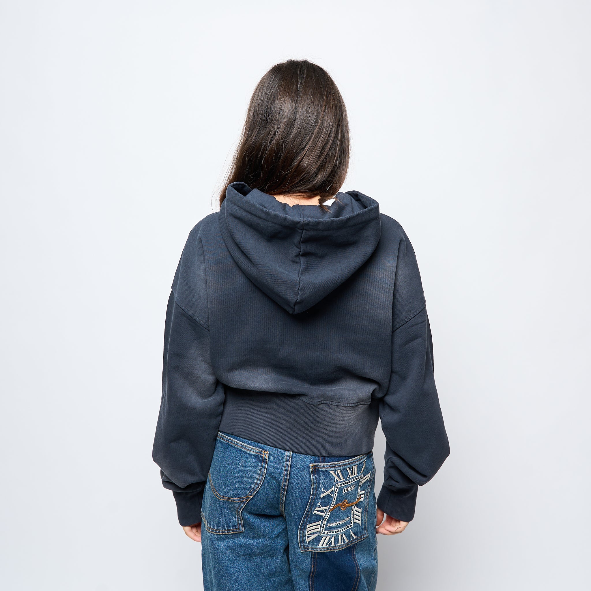 Dime MTL - Cropped Zip Hoodie (Black Washed) – MILK STORE
