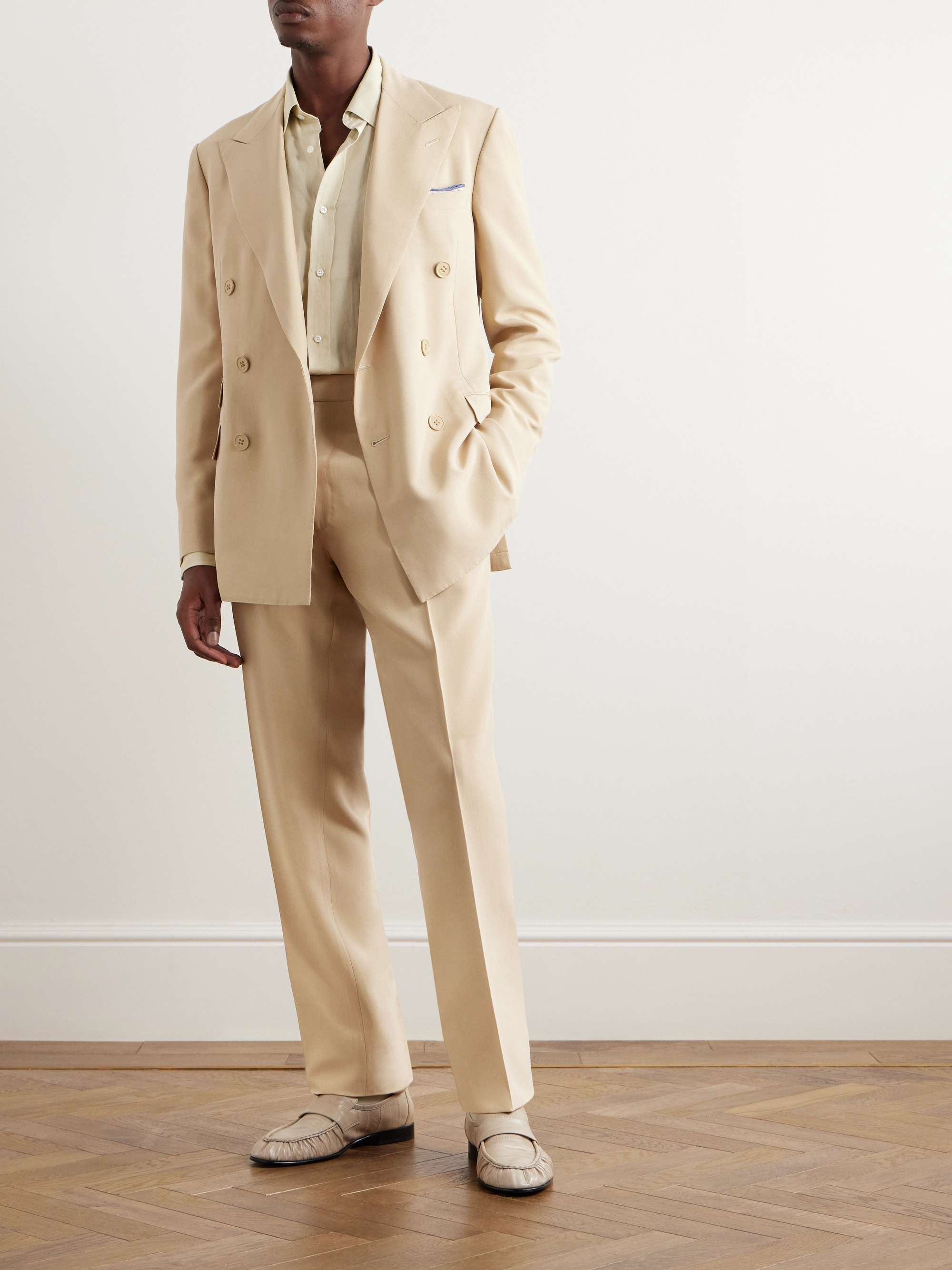 RALPH LAUREN PURPLE LABEL Slim-Fit Double-Breasted Silk-Shantung