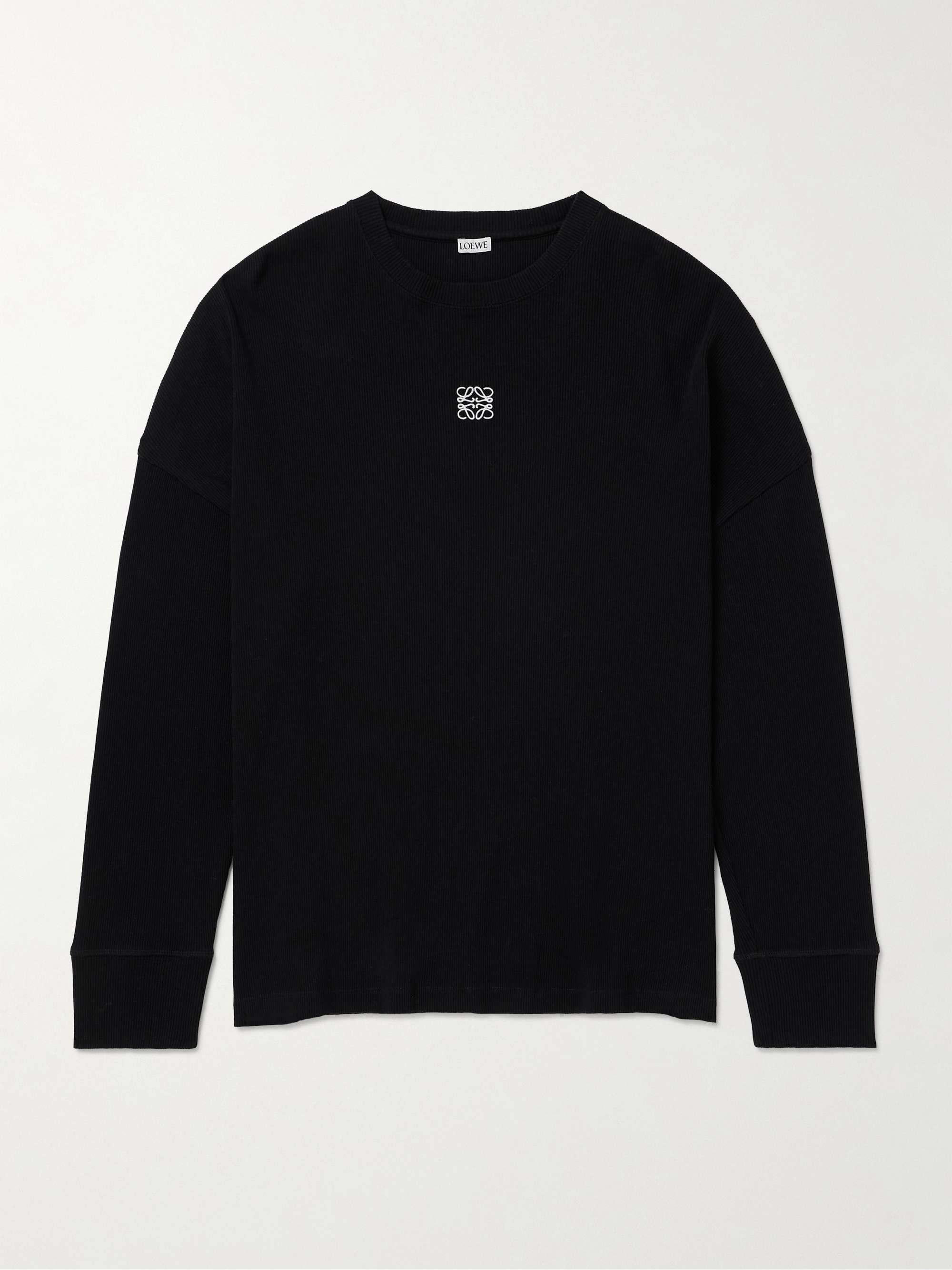 LOEWE Oversized Logo-Embroidered Ribbed Cotton T-Shirt for Men