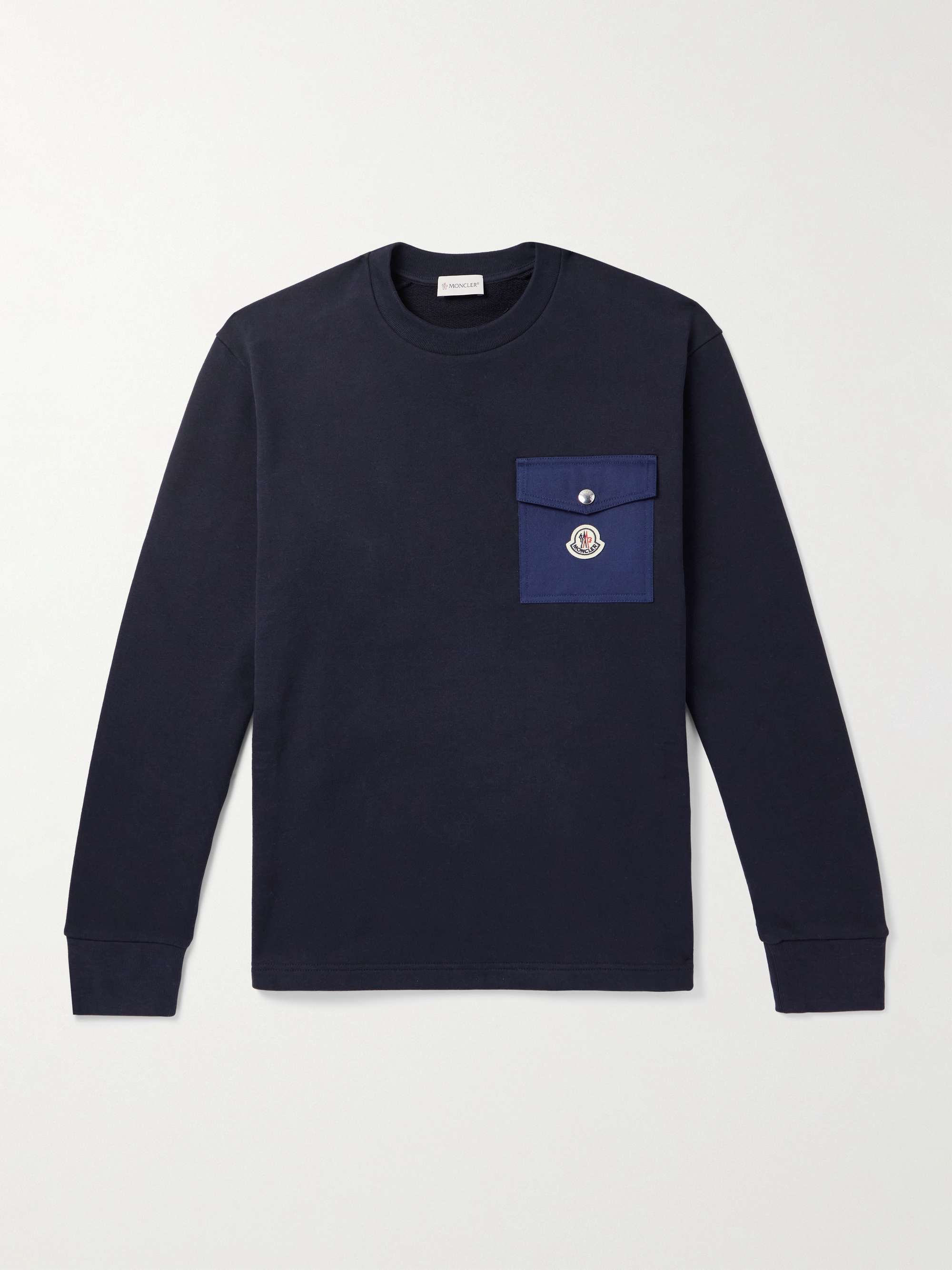 MONCLER Zip-Detailed Logo-Appliquéd Twill-Trimmed Cotton-Jersey