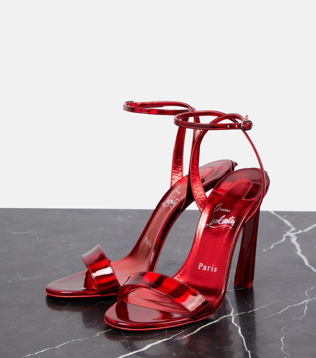 Condorapik Queen 100 leather sandals in red - Christian Louboutin