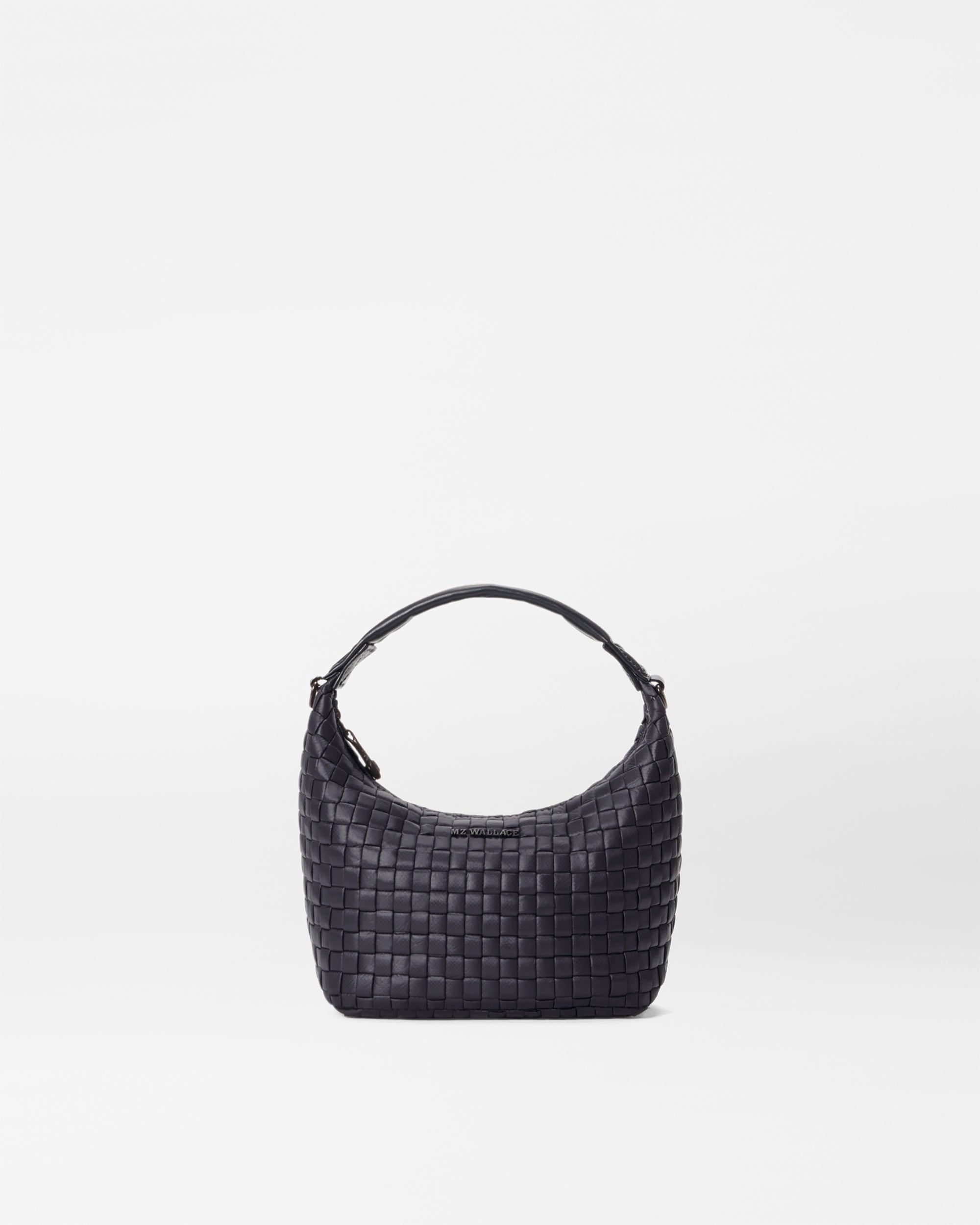Woven Hobo Nylon Mini Bag in Black | MZ Wallace
