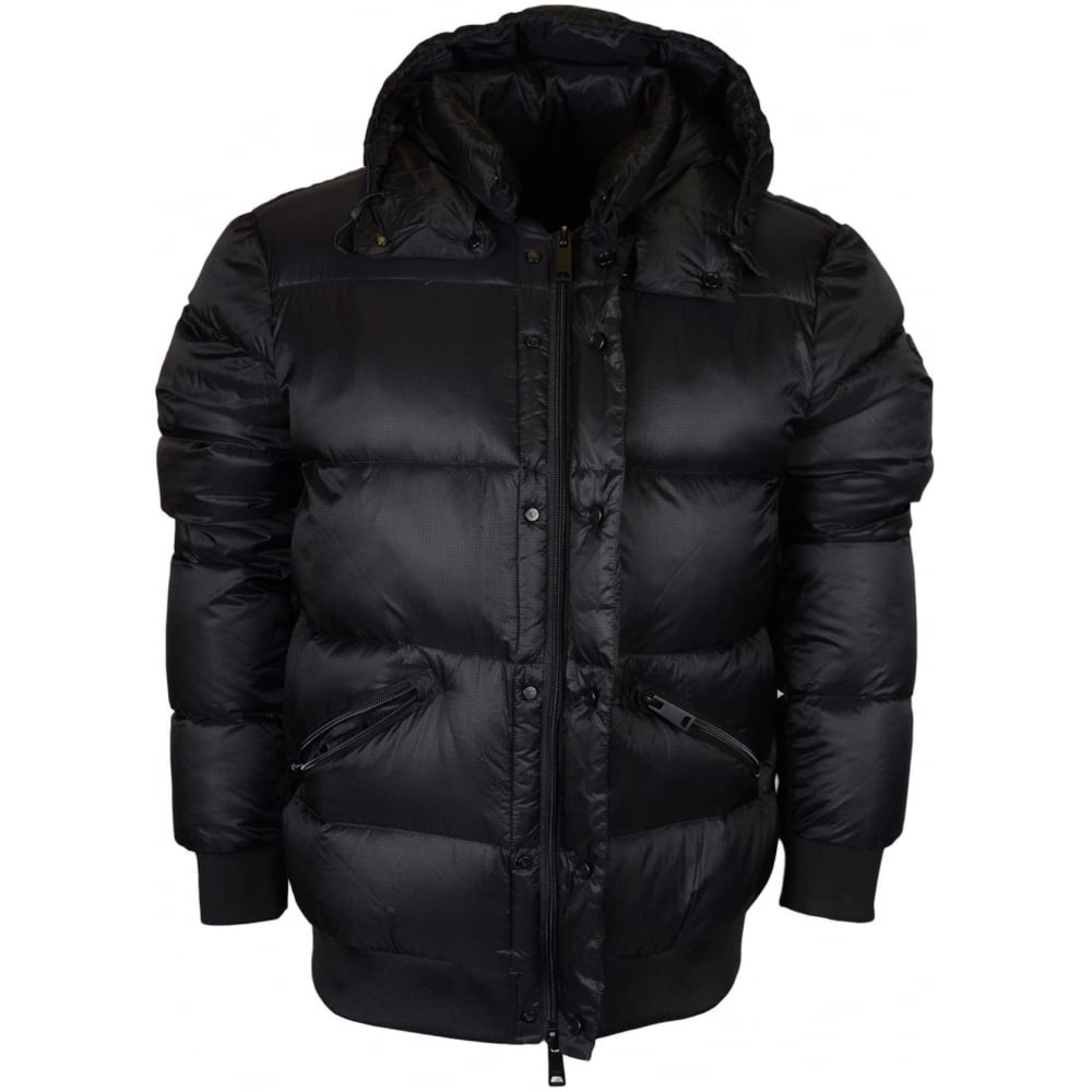 Armani Jeans 6Y6B73 6NLRZ Hooded Bomber Zip Black Jacket
