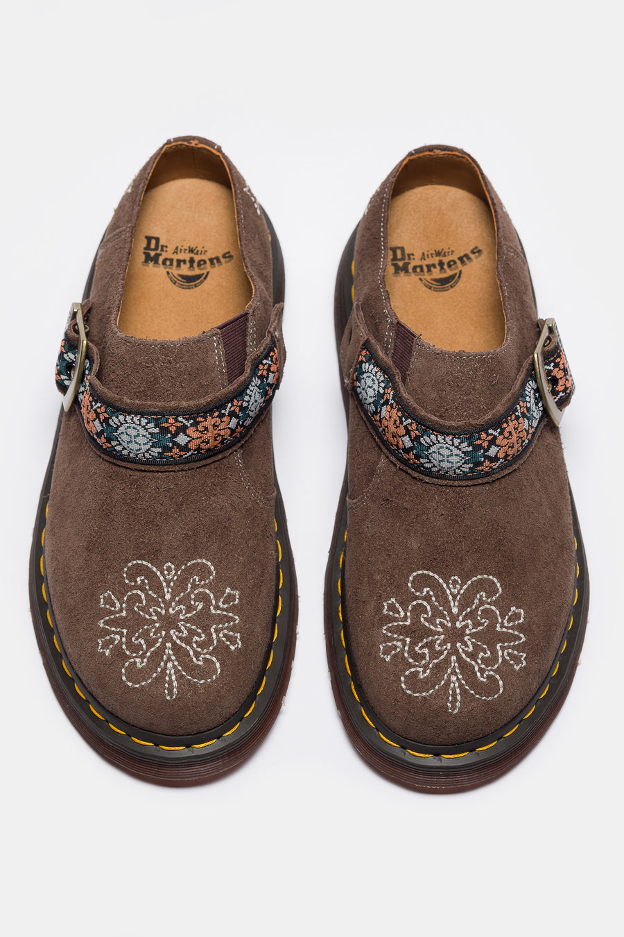 Isham Suede Jacquard Mule in Brown - Dr. Martens