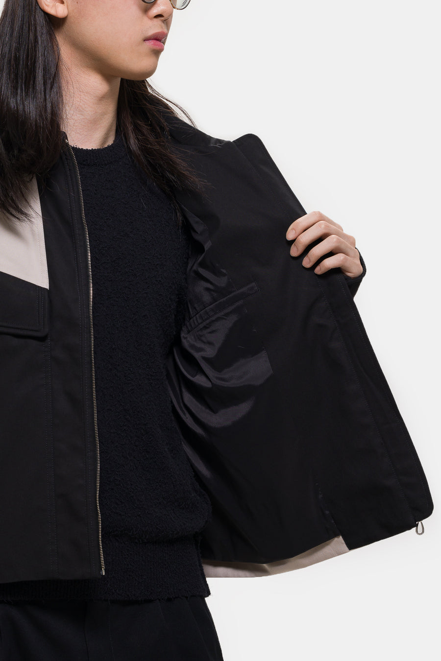 Alec K-Dart Blouson Jacket in Seedpearl/Black Sable