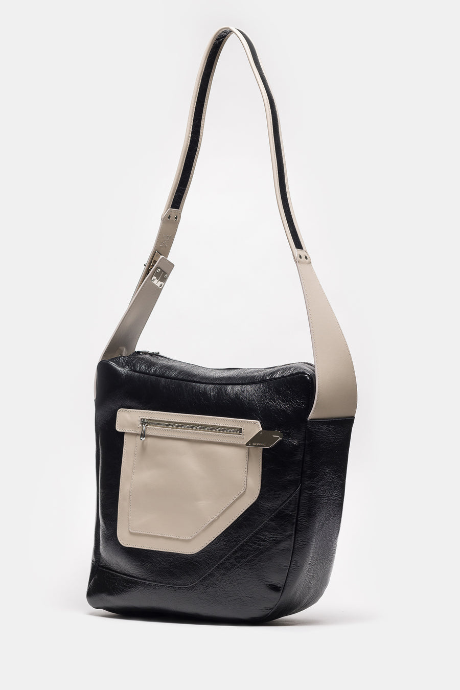 Deultum Leather Bag in Black/Beige