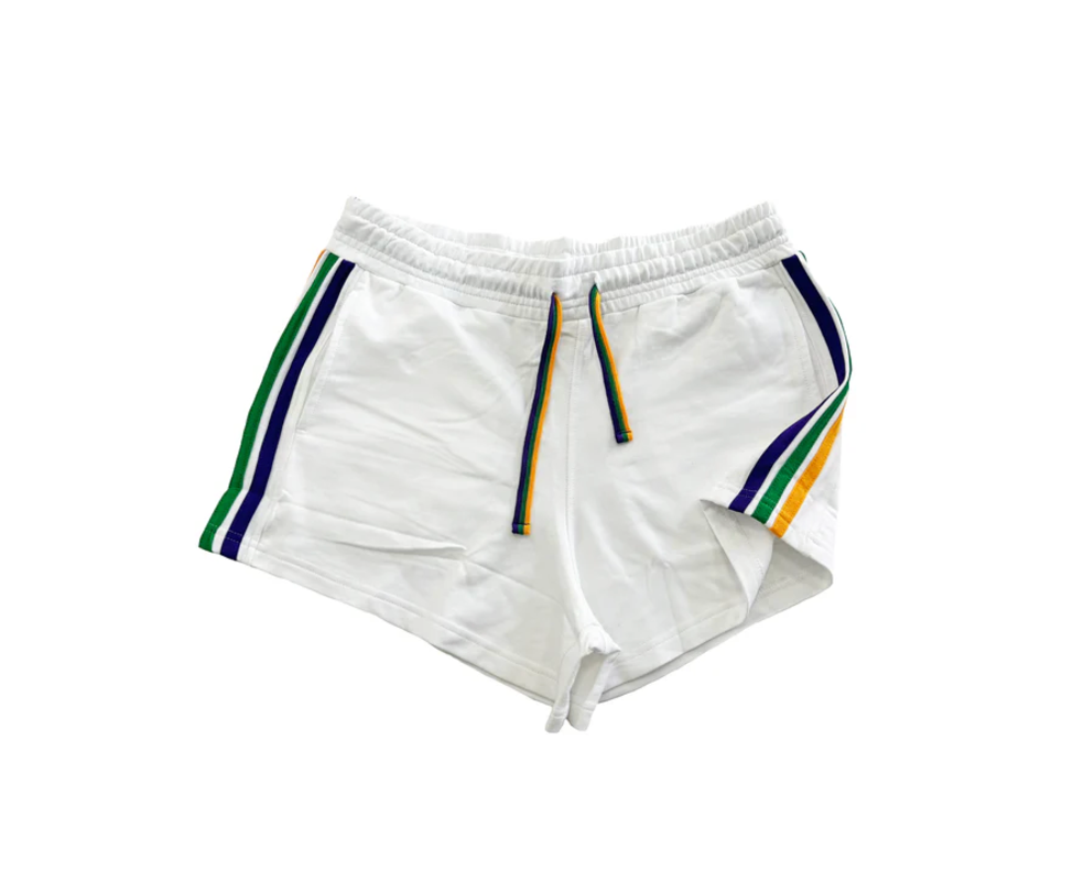 Mardi Gras Striped Lounge Shorts In Black Or White (S-3XL) – NOLA BOO