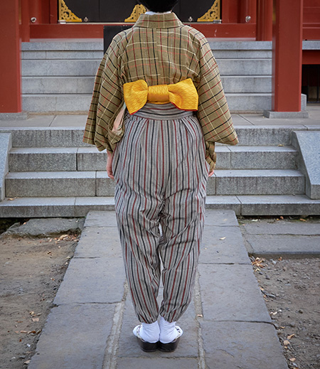 袴式 本もんぺ（グレー／縞） 古渡松ヶ枝屋-商品詳細：浅草中屋「祭り