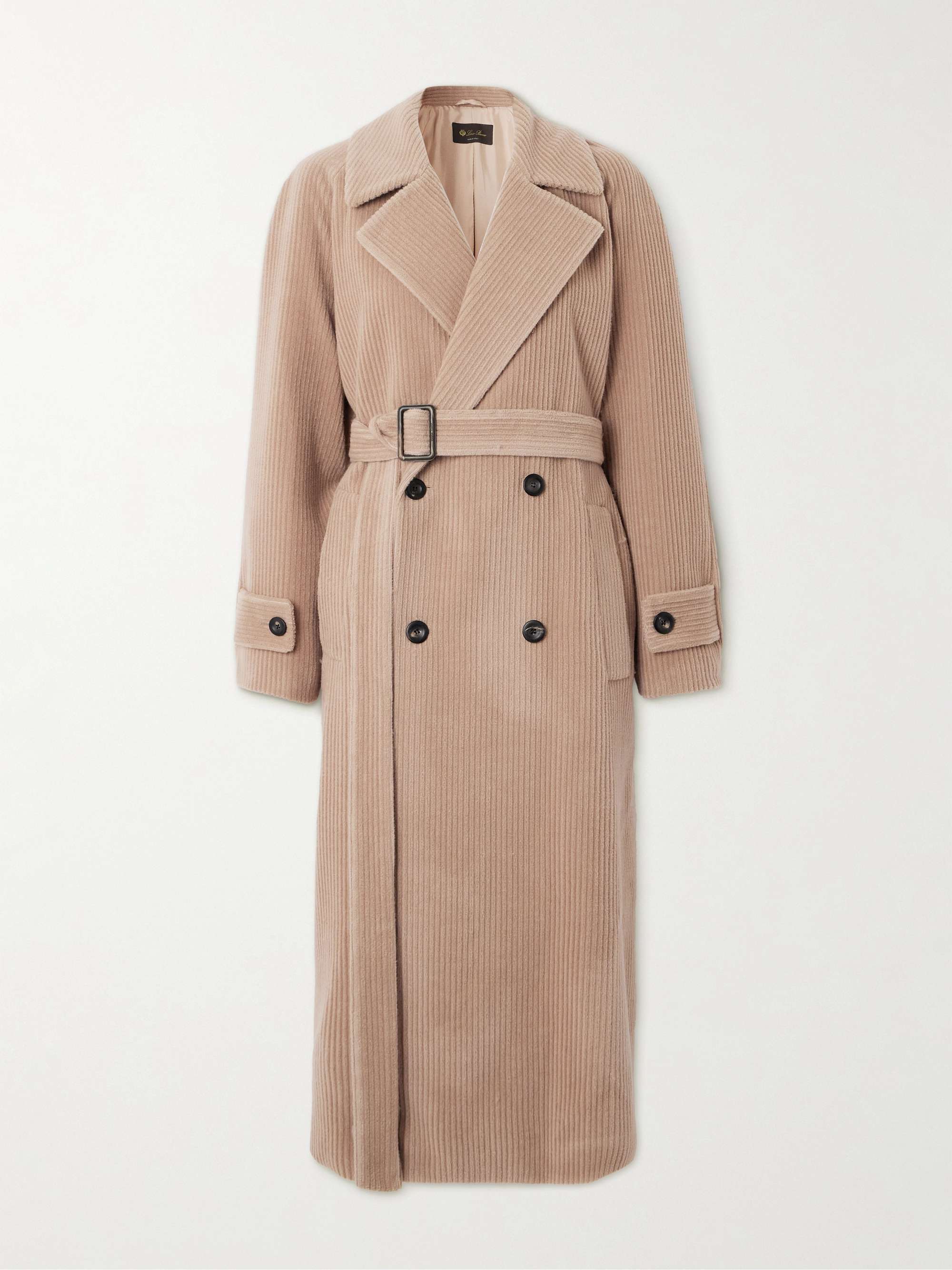 LORO PIANA Double-breasted belted cashmere-corduroy coat | NET-A