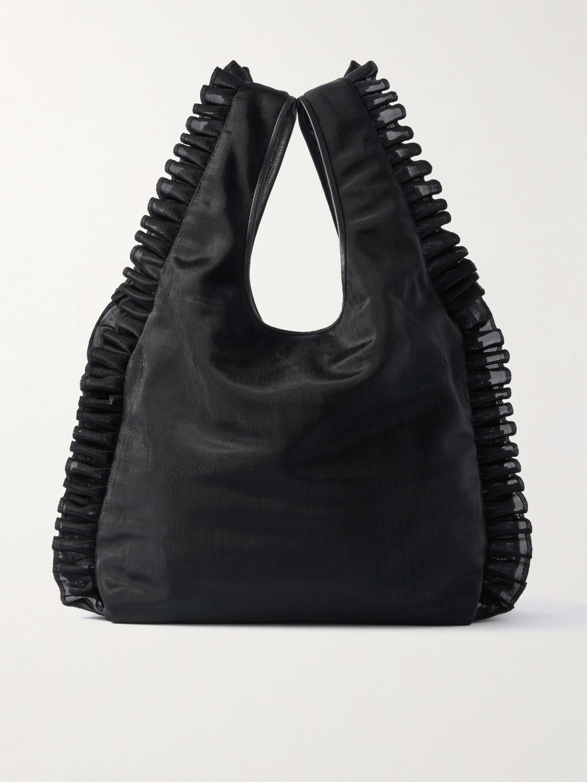 DRIES VAN NOTEN Leather-trimmed ruffled mesh tote | NET-A-PORTER