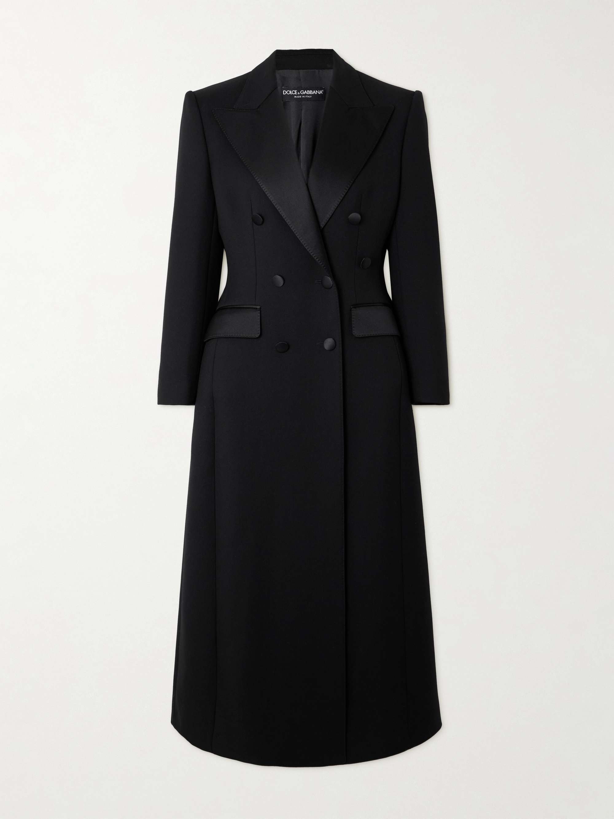 DOLCE&GABBANA Double-breasted satin-trimmed wool-blend gabardine