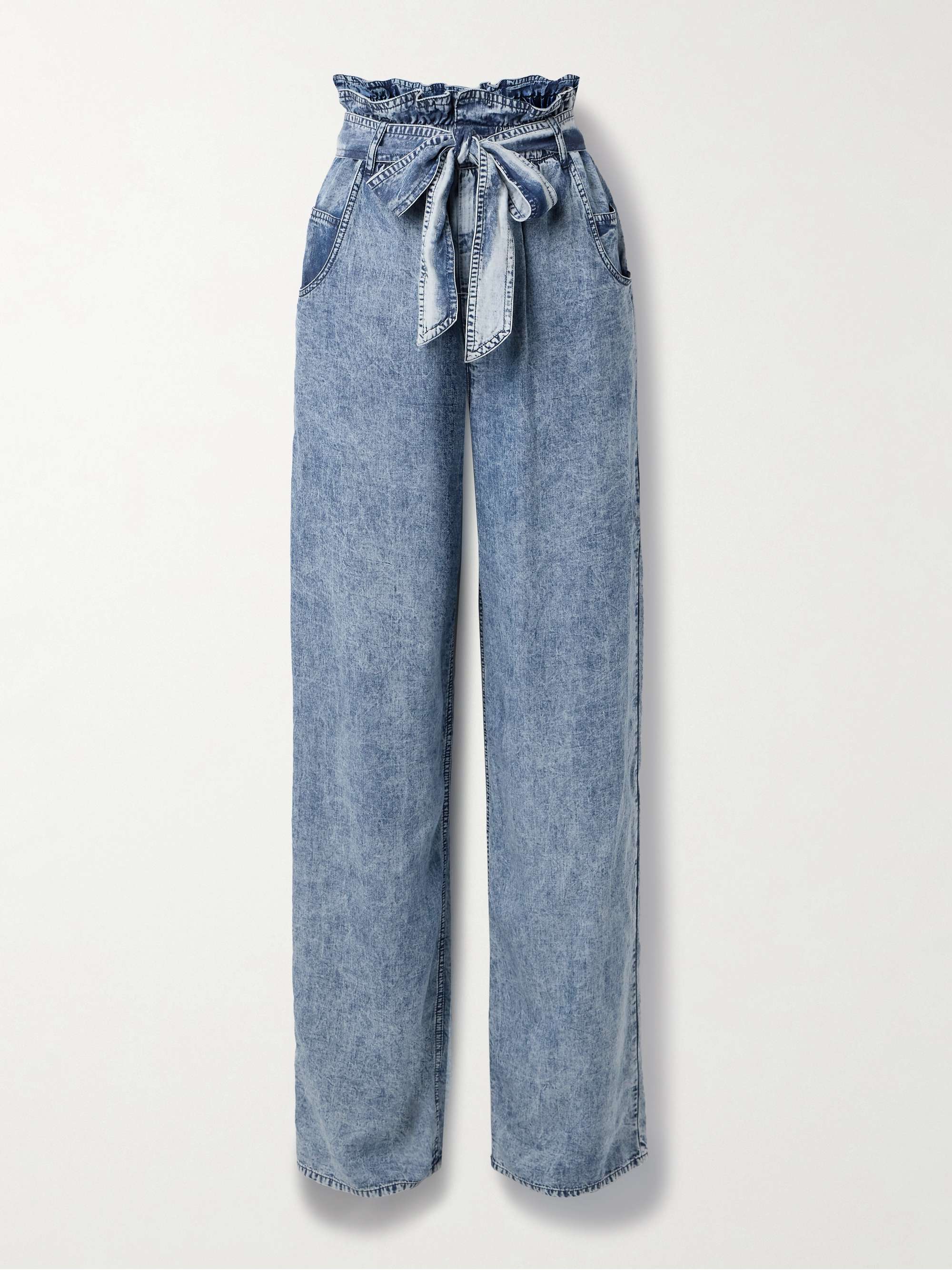 MARANT ÉTOILE Priana belted Lyocell-chambray wide-leg pants | NET