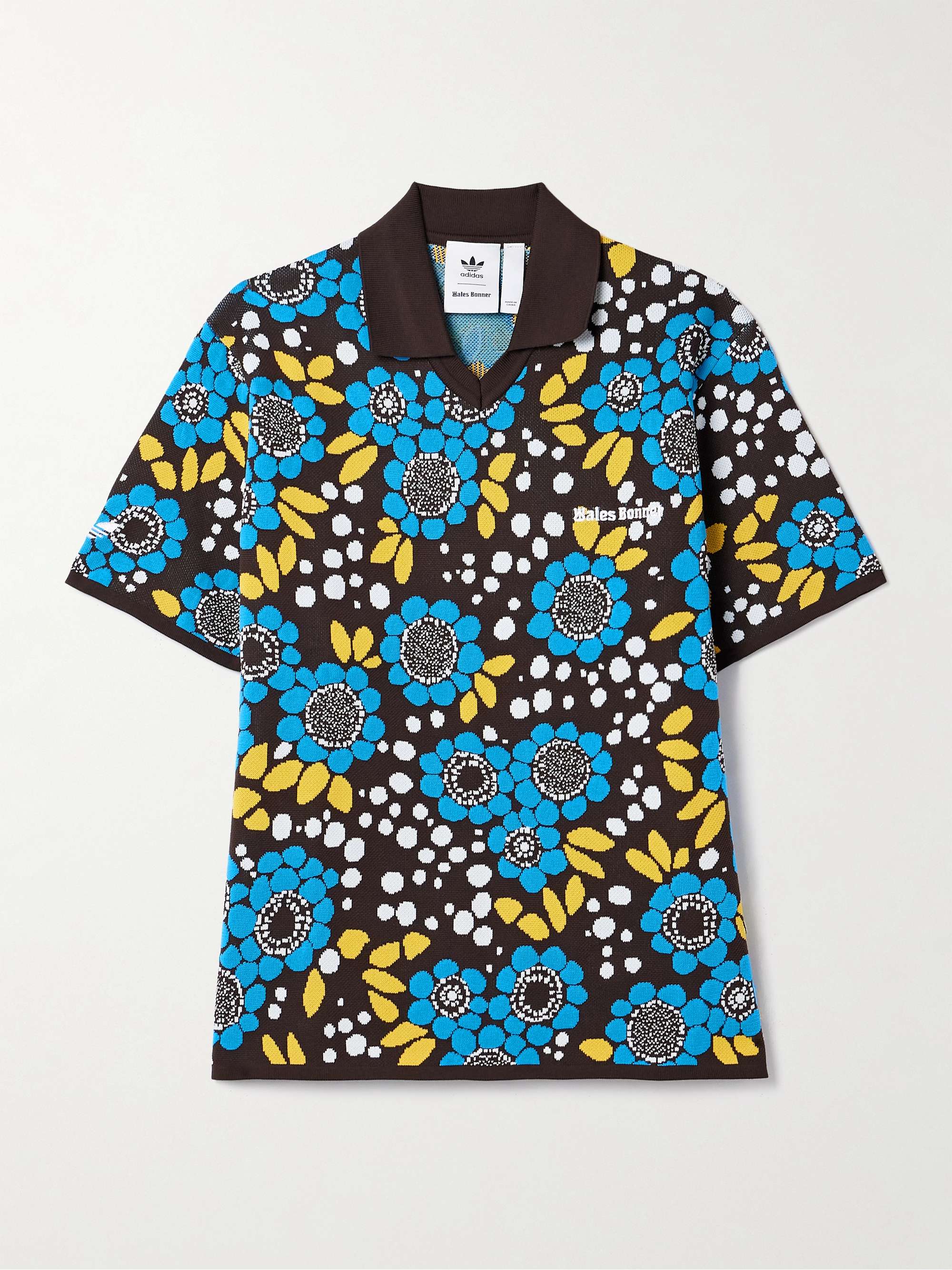 ADIDAS ORIGINALS + Wales Bonner jacquard-knit polo shirt | NET-A