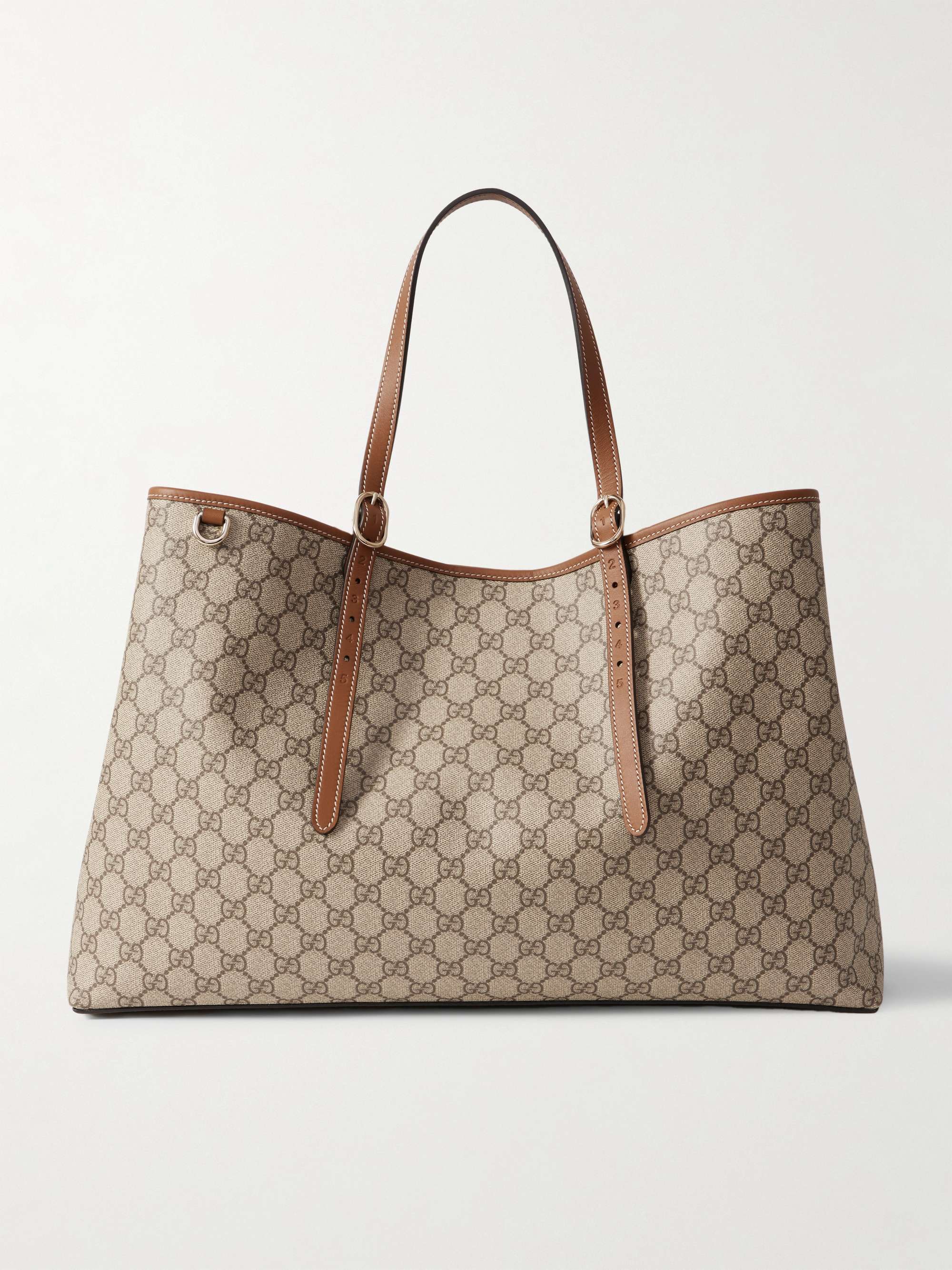 GUCCI GG Emblem leather-trimmed printed coated-canvas tote | NET-A