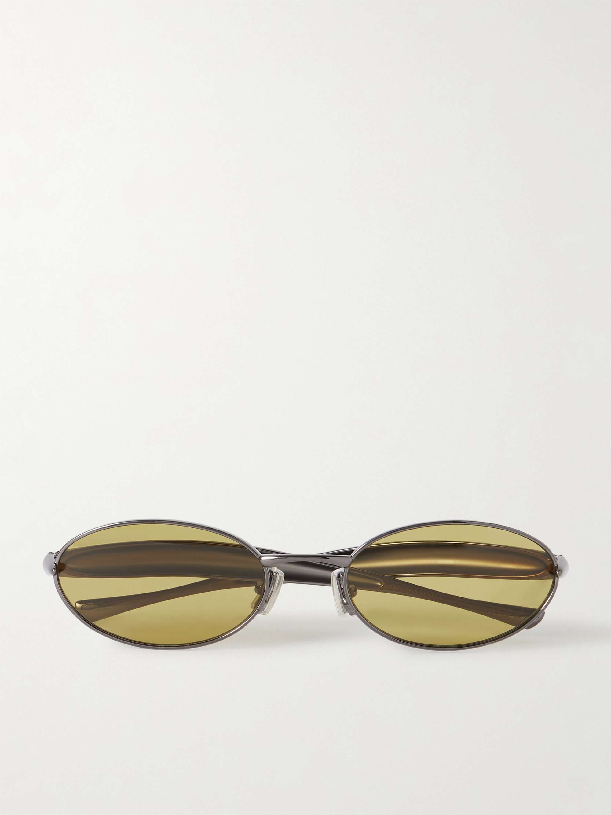 BOTTEGA VENETA EYEWEAR Sardine oval-frame gunmetal-tone sunglasses
