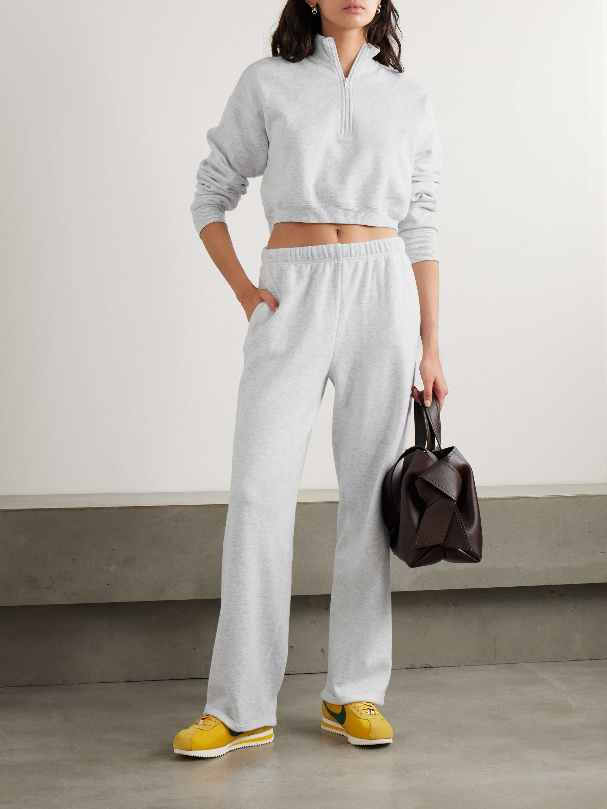 SKIMS Cotton-blend jersey straight-leg track pants - Light Heather