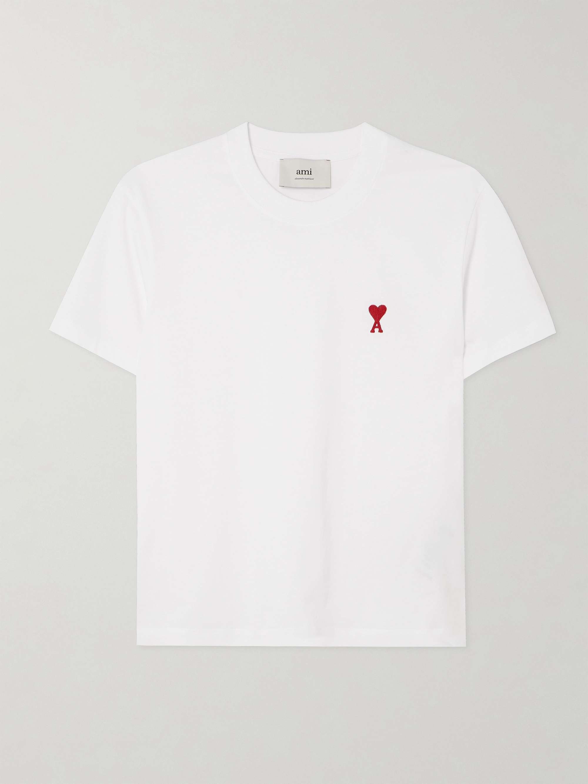 AMI PARIS De Cœur embroidered organic cotton-jersey T-shirt | NET
