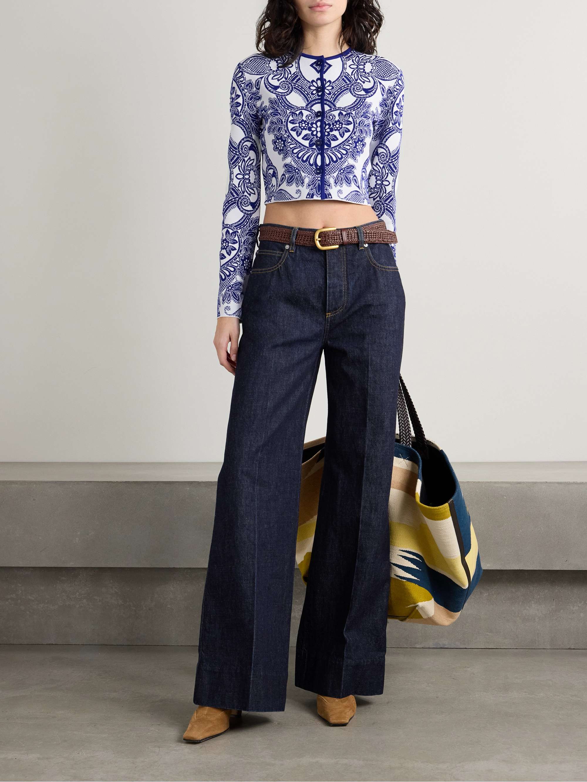 ETRO Cropped jacquard-knit cardigan | NET-A-PORTER